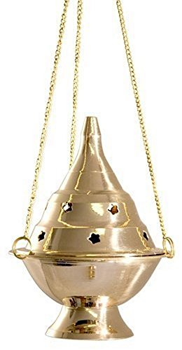 Accesorios - Quemadores de latón Incensario colgante/Quemador de incienso de carbón, 4,5" de alto