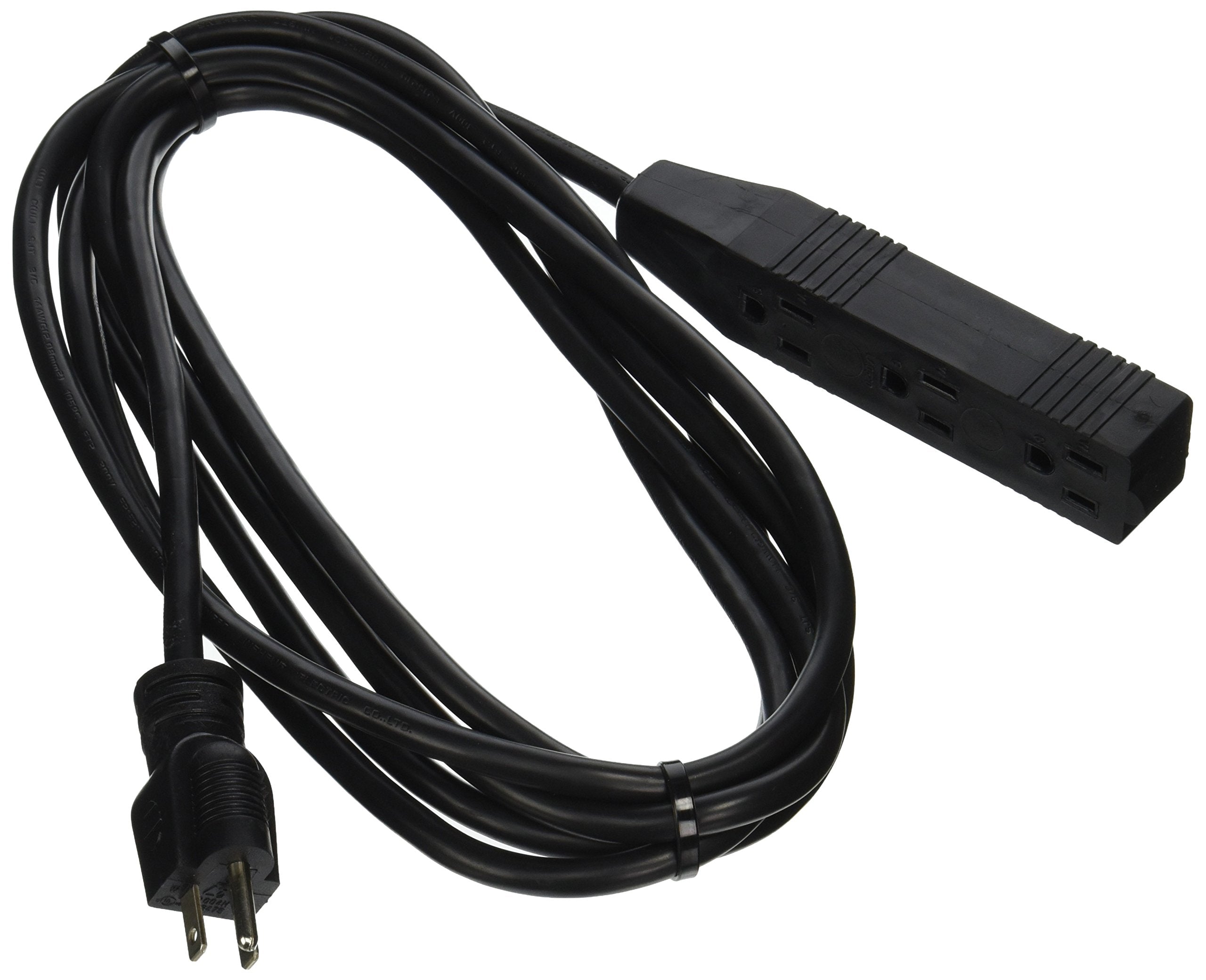 Regleta de enchufes de alta resistencia con 3 tomas de corriente y cable de extensión, 120 V, 12 pies