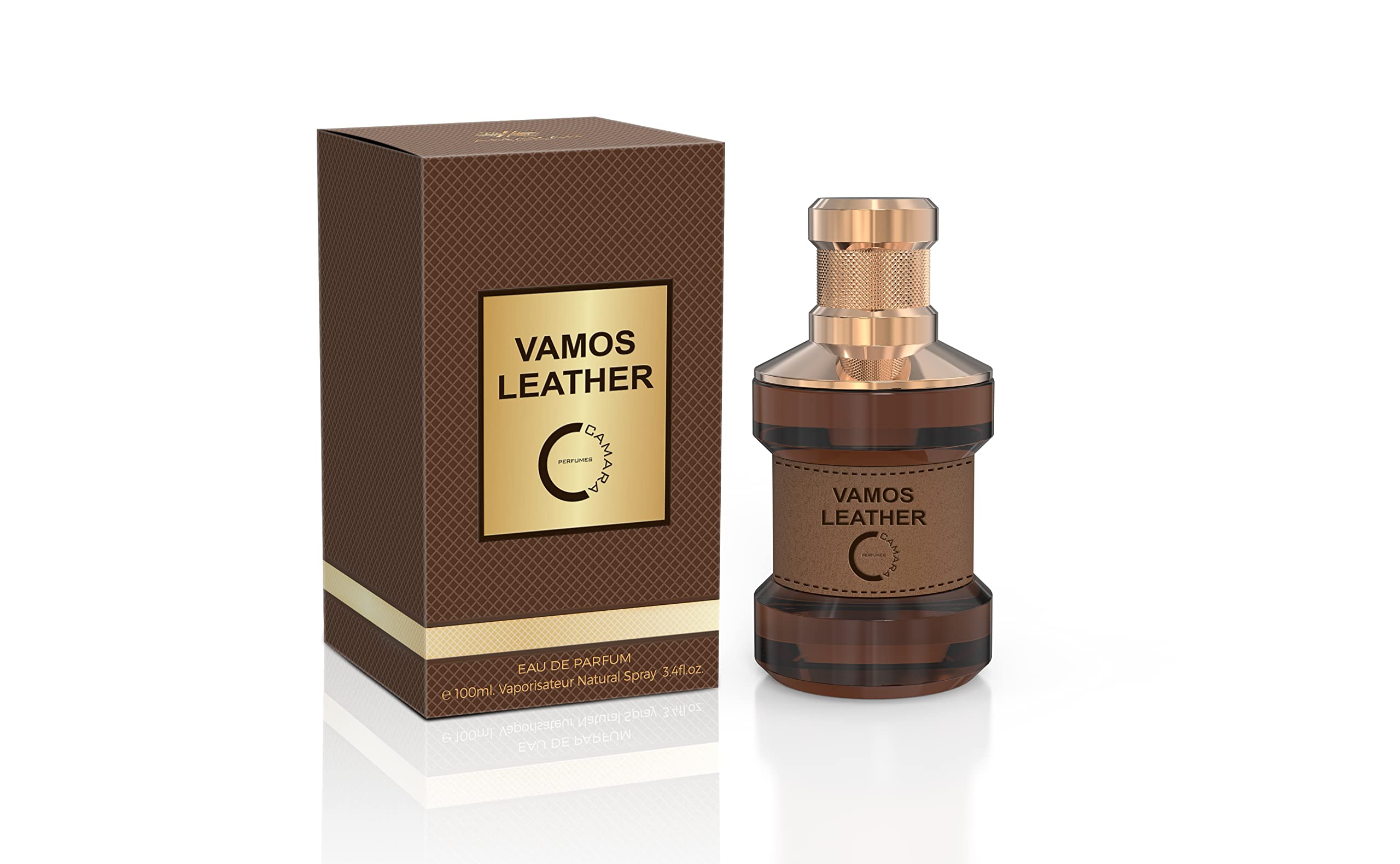 Camara Vamos Leather Eau de Parfum Spray for Men, 3.4 Fl Oz (100 mL)