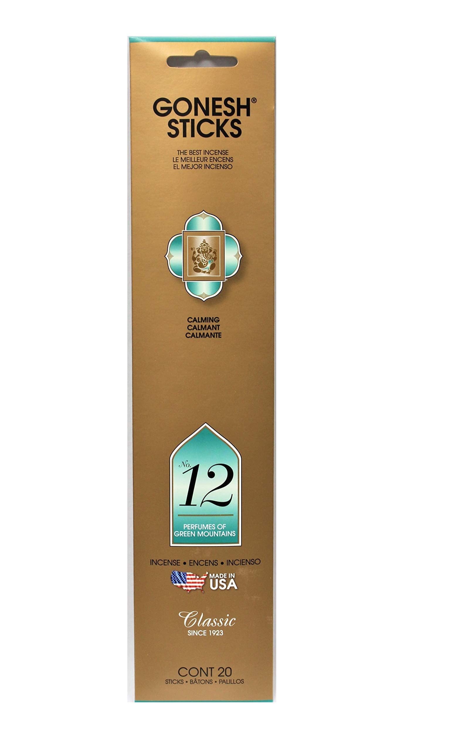 Incienso Gonesh Classic Stick No. 12 de Indian Handicrafts - Green Mountains (juego de 8), Multi