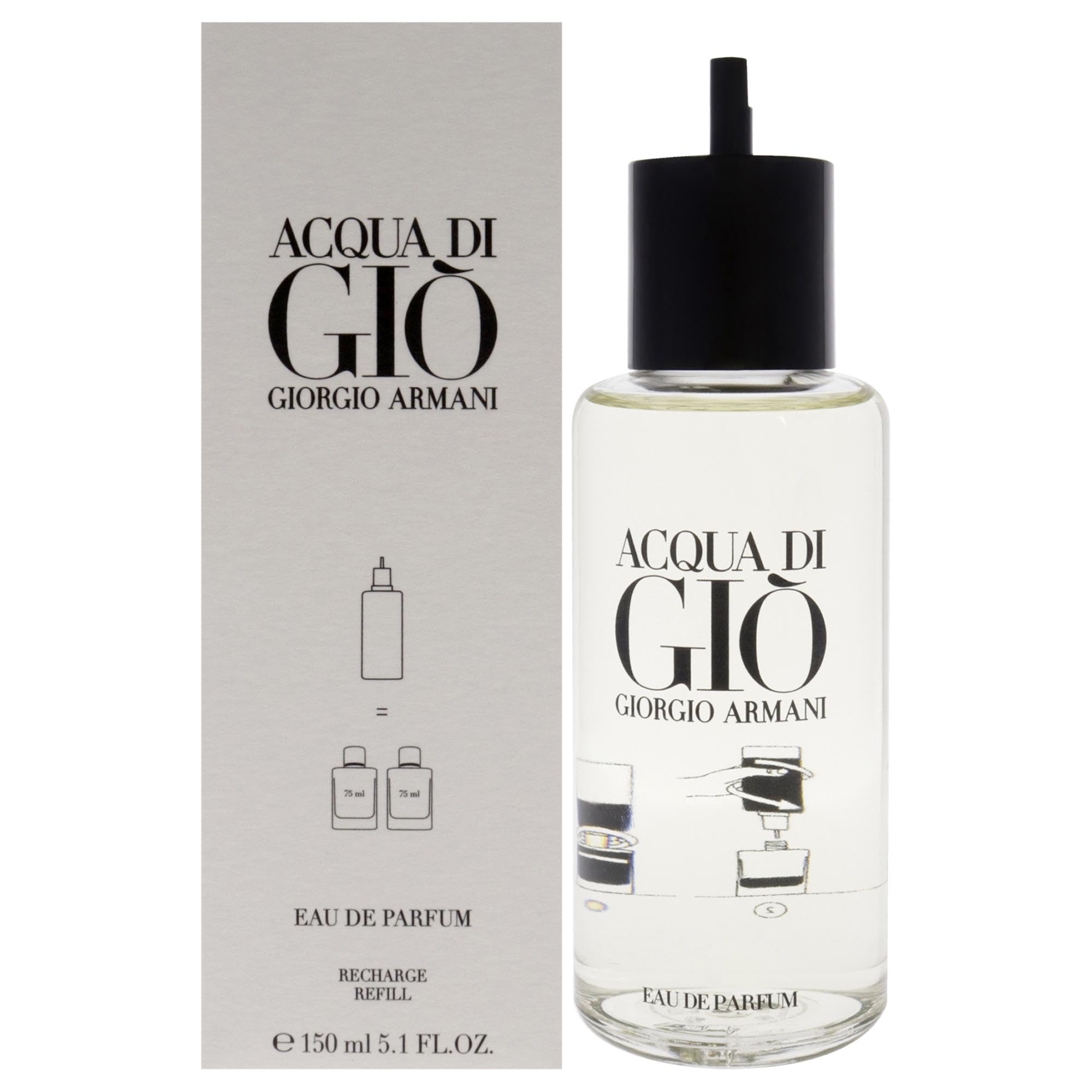 Acqua Di Gio Eau de Parfum Refill Men Aquatic Aromatic Scent 5.1 oz