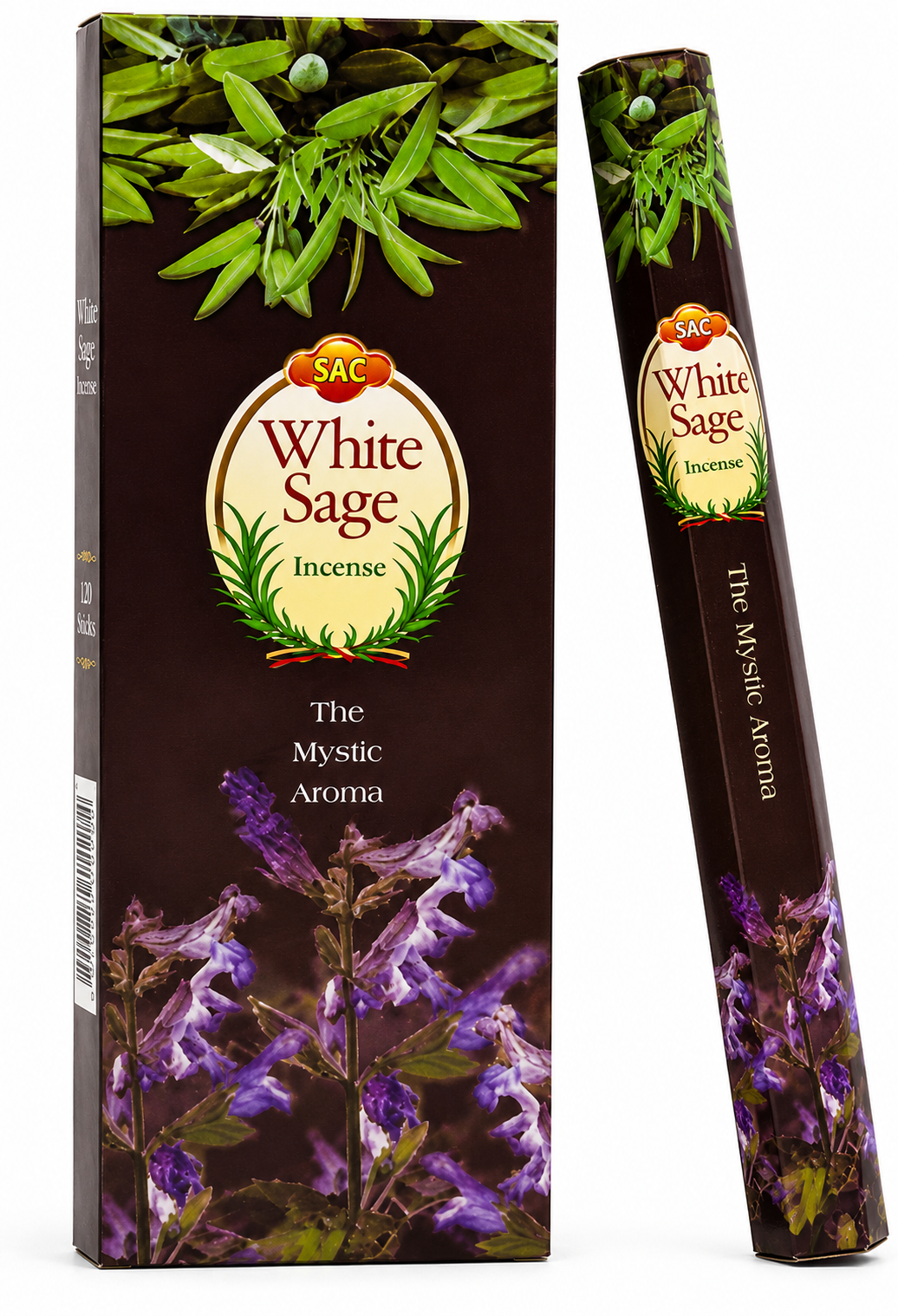 SAC White Sage Incense Sticks, 120-Stick Hexa Pack, Herbal Home Fragrance