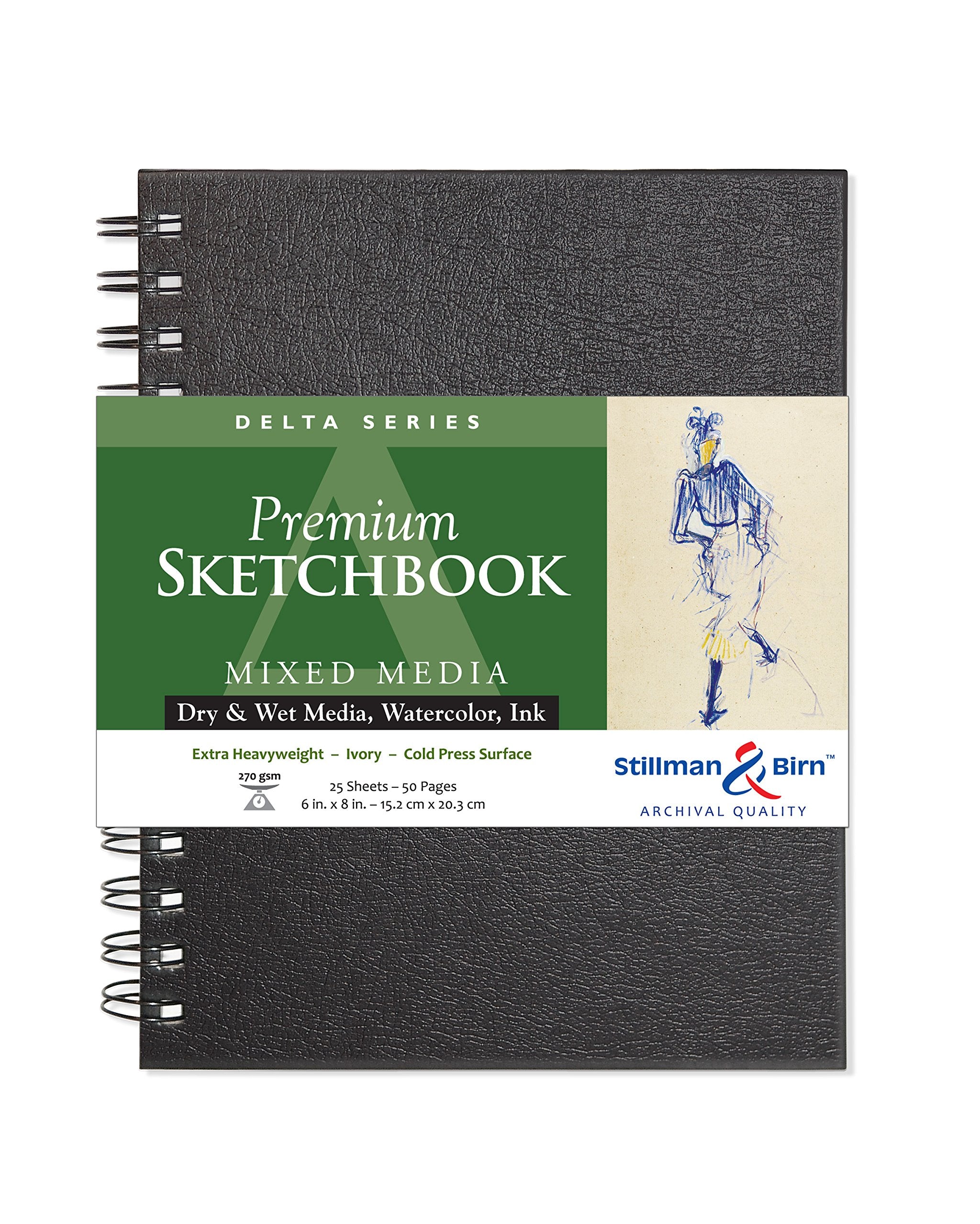 Serie Delta de Stillman & Birn: cuaderno de bocetos encuadernado con alambre, vertical, 6 x 8, papel marfil de 270 g/m²