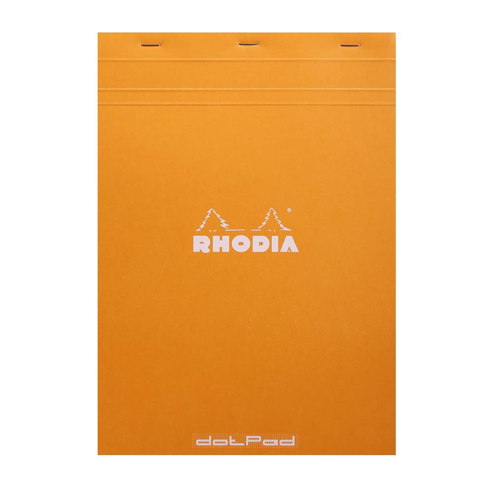 Rhodia Staplebound Notepad - Dot grid 80 sheets - 8 1/4 x 11 3/4 - Orange cover