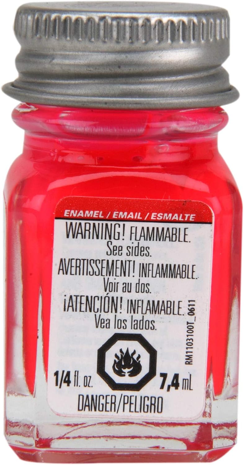 Pintura de esmalte Testors, fluorescente rosa, botella de 1/4 oz