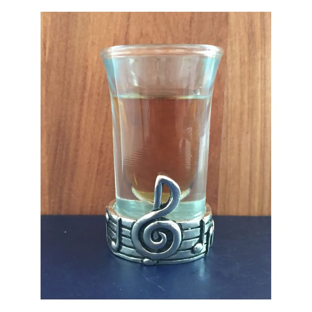 Vaso de chupito básico con nota musical en forma de clave de sol de peltre para bar en casa, regalo de Navidad, recuerdo de fiesta o regalo