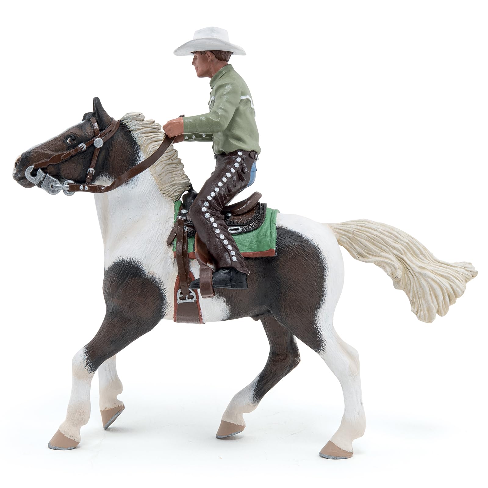 Papo Cowboy and His Horse - Hand Painted Figurine - Heirloom Quality Collectible (51573)