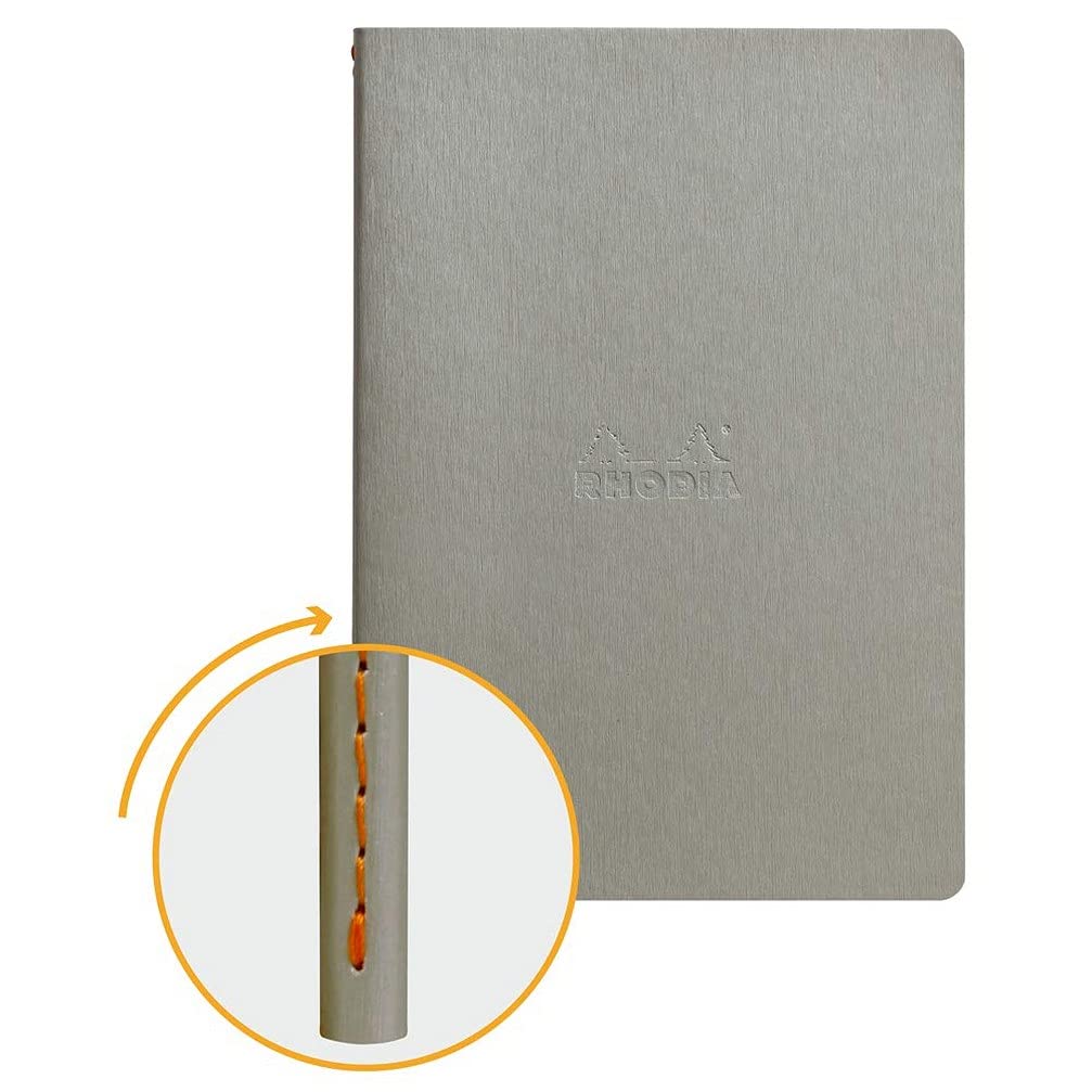 Cuaderno Rhodia Rhodiarama con lomo cosido - Cuadrícula de puntos, 32 hojas, 6 x 8 1/4 - Plateado