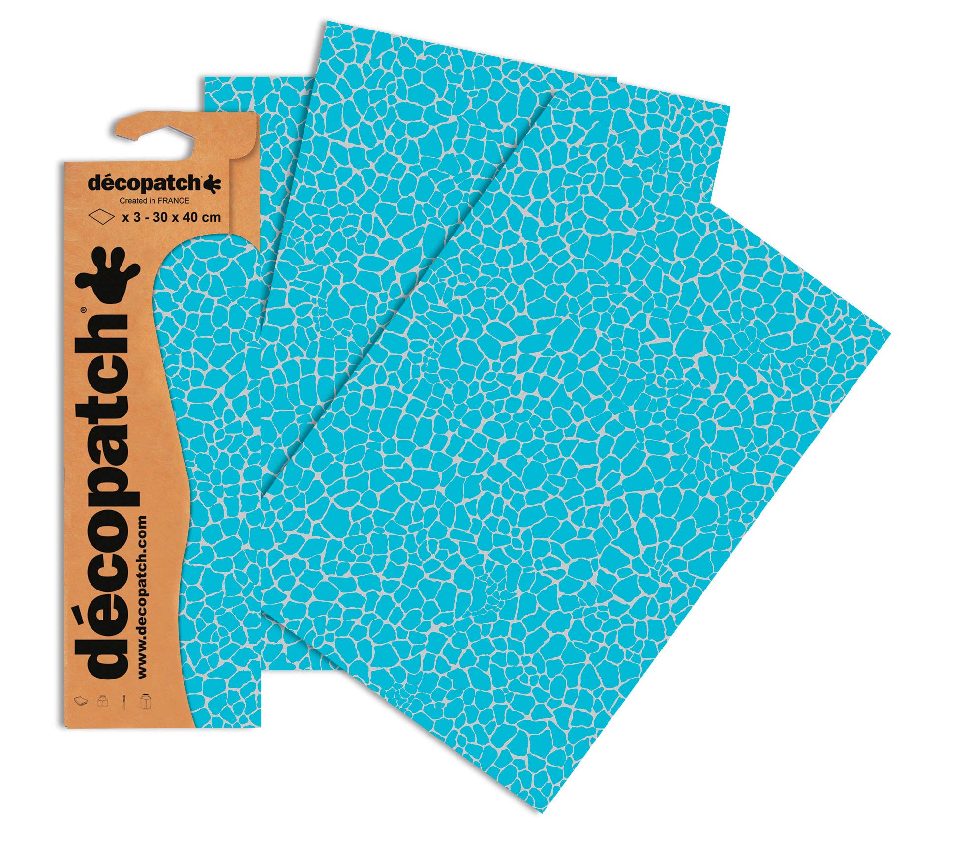 Decopatch Papers - Pack of 3 sheets - 11 3/4 x 15 3/4 - Turquoise Shagreen