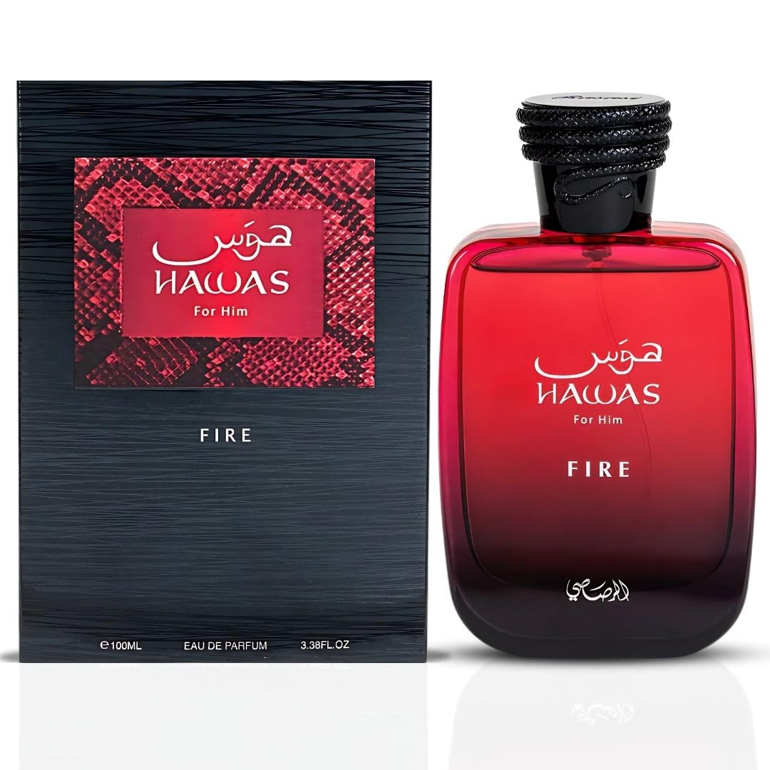 Rasasi Hawas Fire Eau de Parfum Spray for Men, 3.38 Fl Oz (100 ml)
