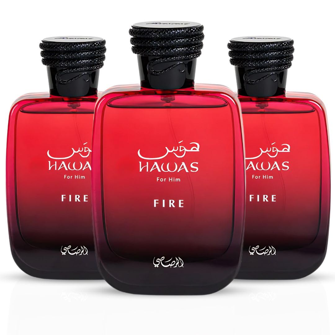 RASASI Hawas Fire For Him Eau De Parfum Spray 100ML (3.4 OZ) (PACK DE 3)