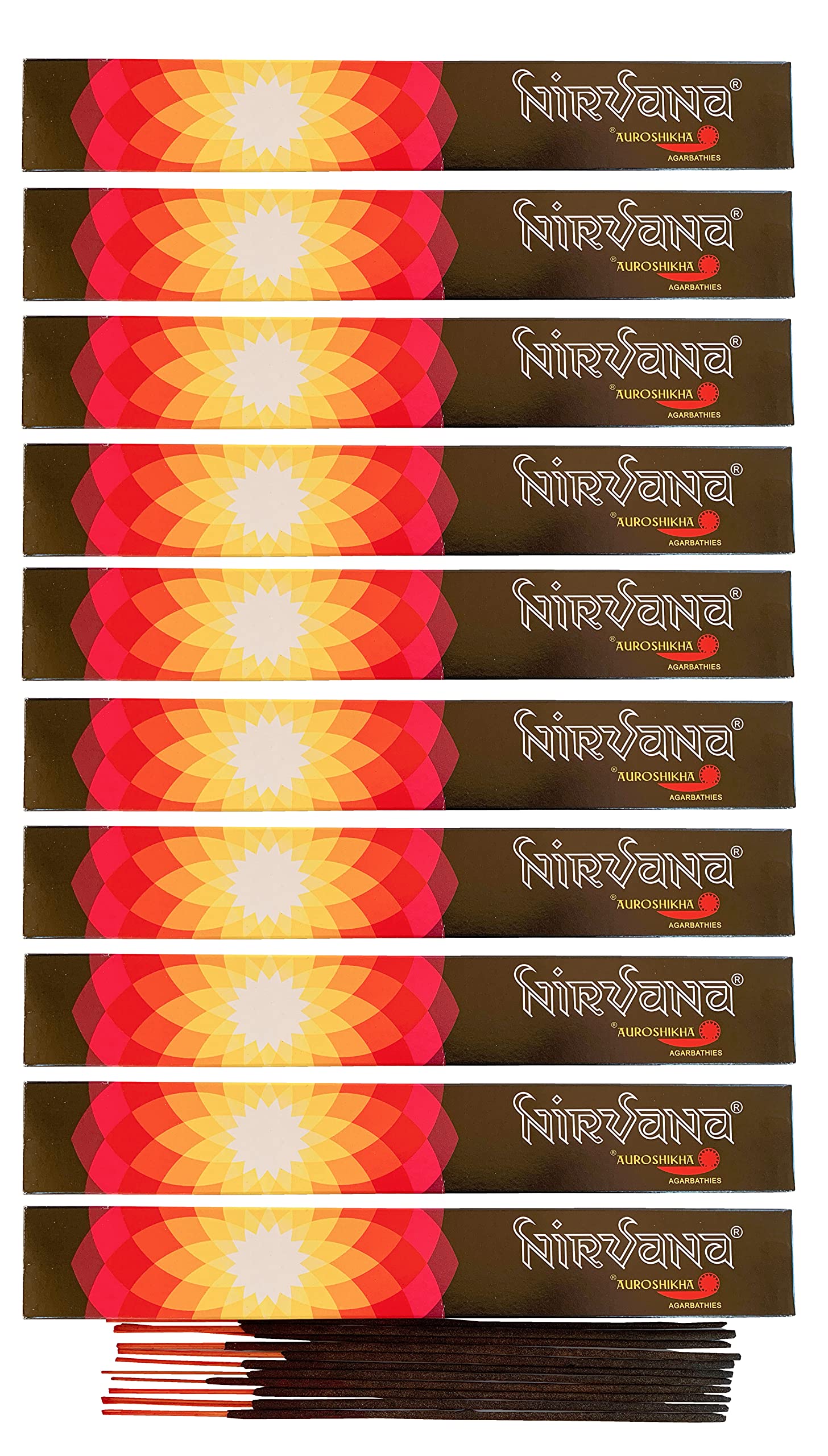 (Paquete de 10) Incienso Auroshikha Nirvana 10 varillas