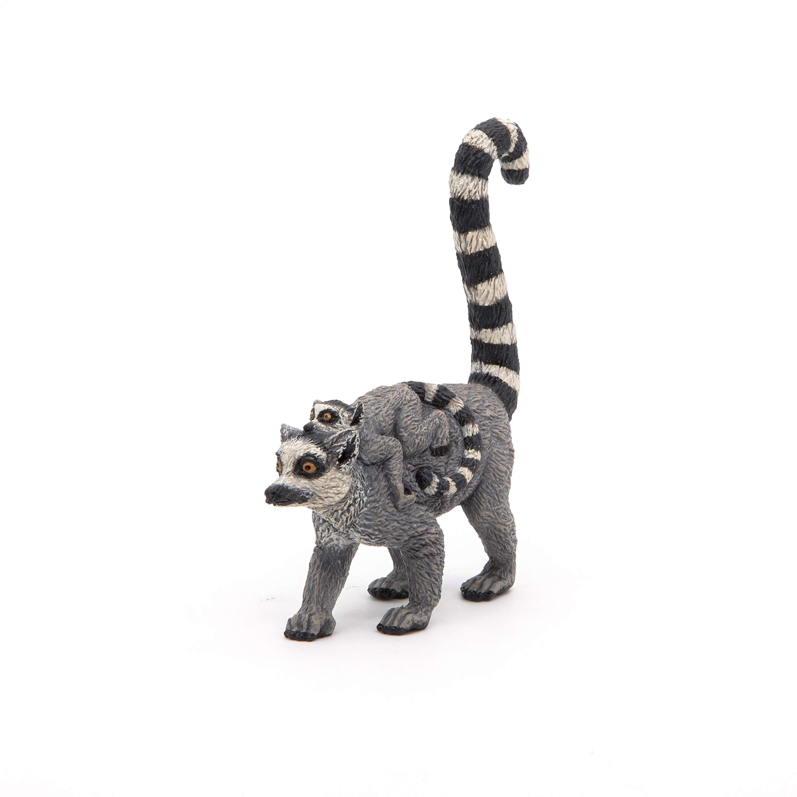 Papo Lemur and Baby Figure, Multicolor