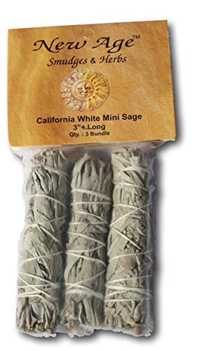 NewAge Smudges and Herbs MCWS3 California Mini Sage Wands, 4-Inch, Pack of 3,...