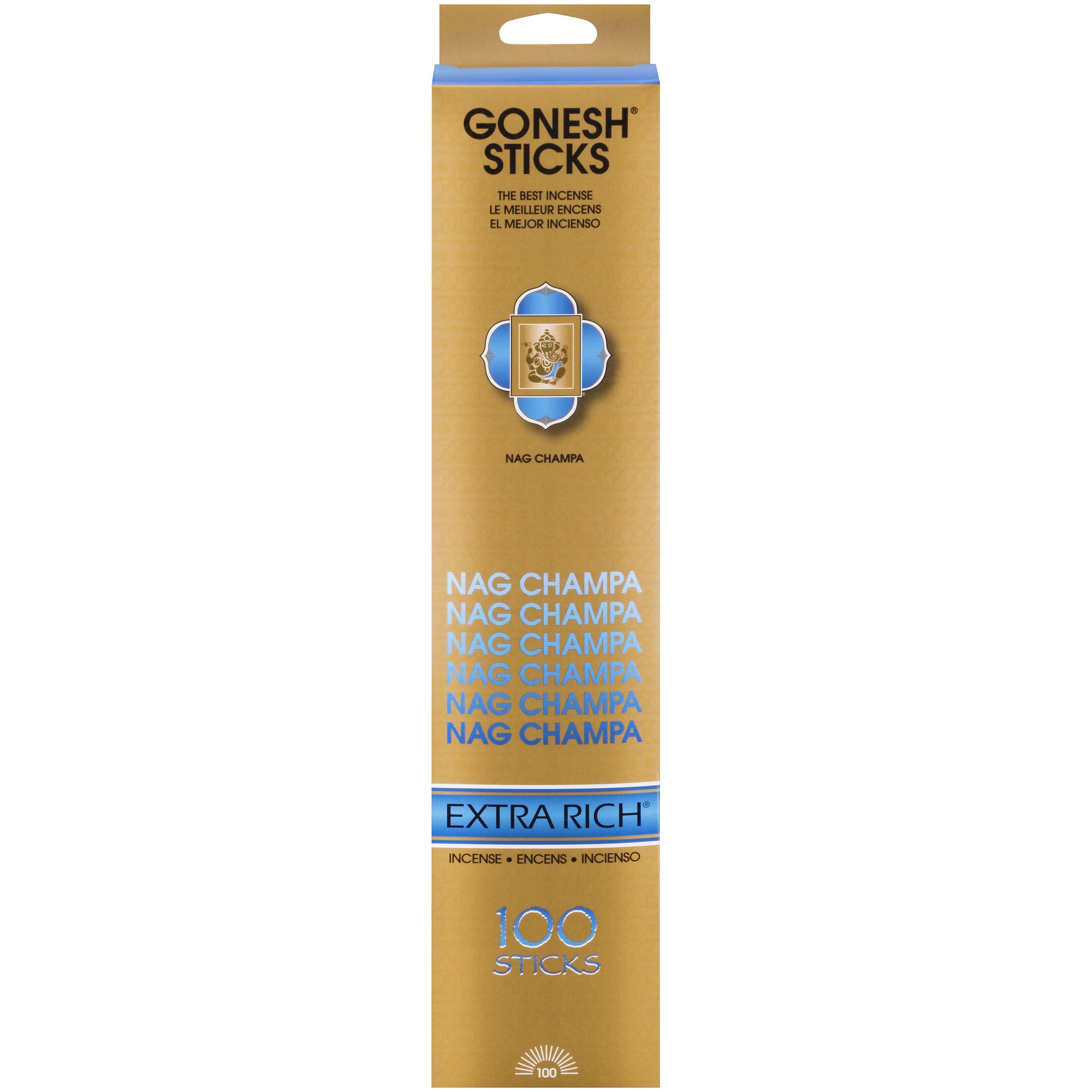 Incienso Gonesh Extra Rico Nag Champa 100 Varillas