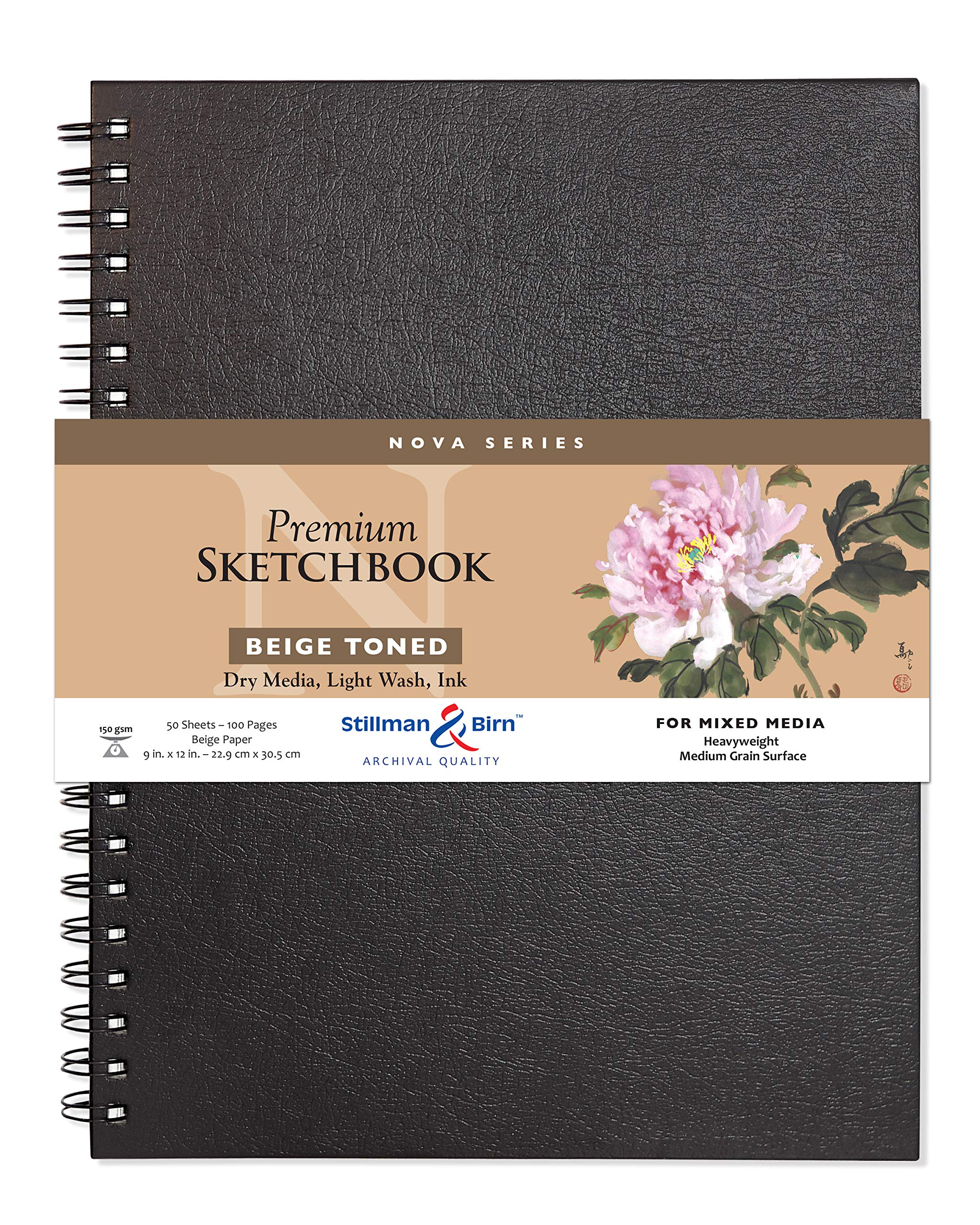 Serie Nova de Stillman & Birn: cuaderno de bocetos encuadernado con alambre, vertical, 9 x 12, papel beige de 150 g/m²