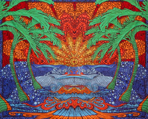 Sunshine Joy 3D Epic Surf Wave Tapestry Huge Beach Sheet Hanging Wall Art - Amazing 3-D Effects