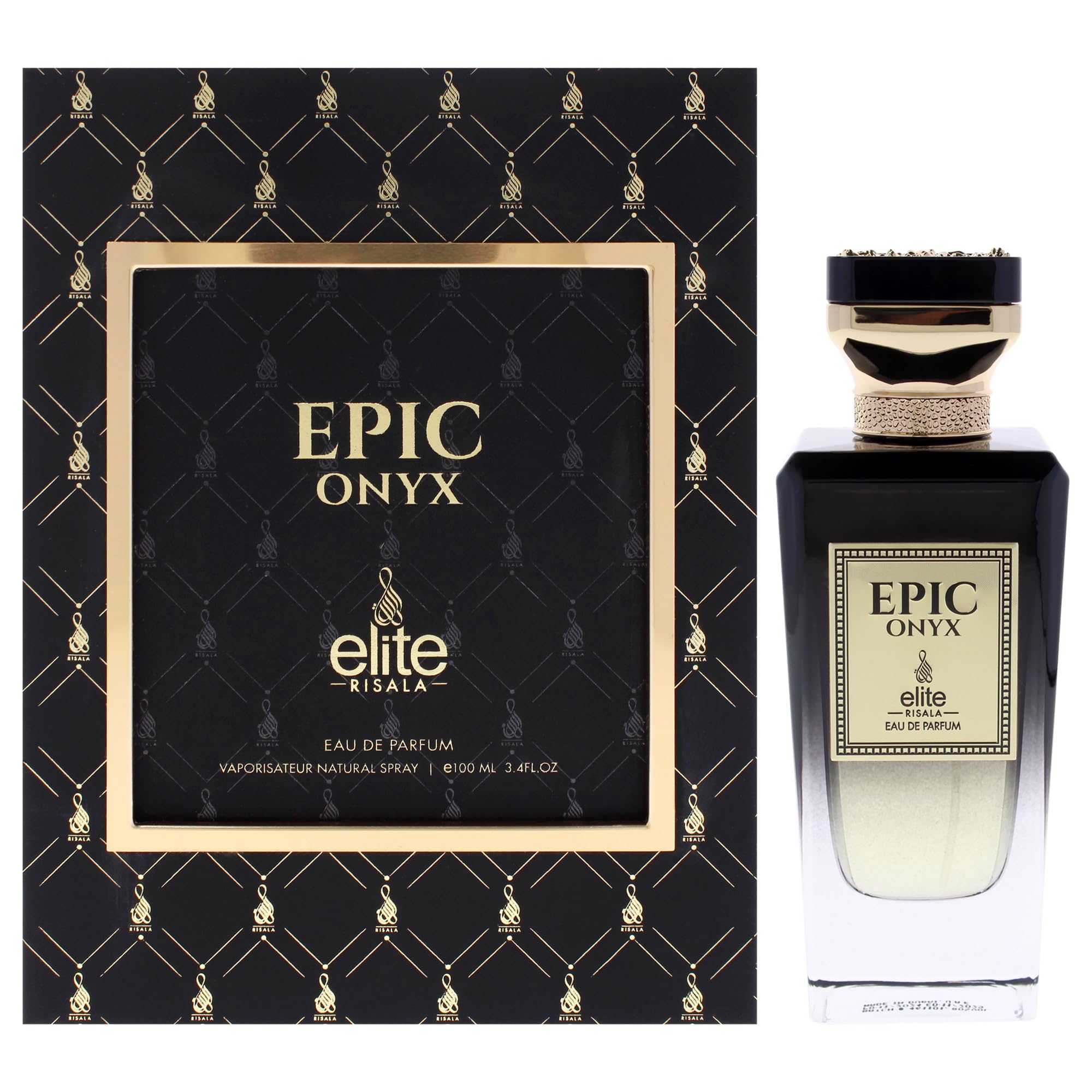 Risala Elite Epic Onyx Eau de Parfum Unisex, Aromatic Aquatic Fragrance with Lime Sea Notes Ambergris and Musk, 3.4 oz Spray