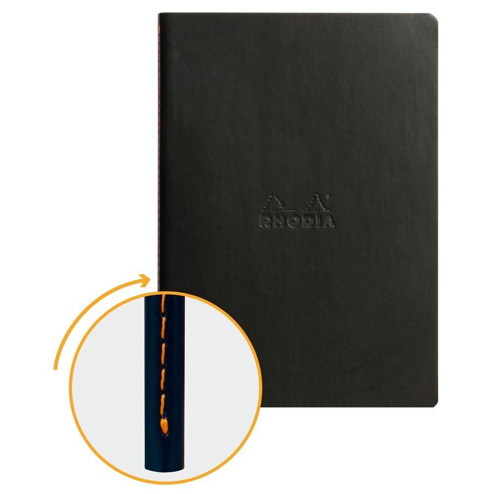 Rhodia Rhodiarama Sewn Spine Notebook - Dot grid 32 Sheets - 6 x 8 1/4 - Black