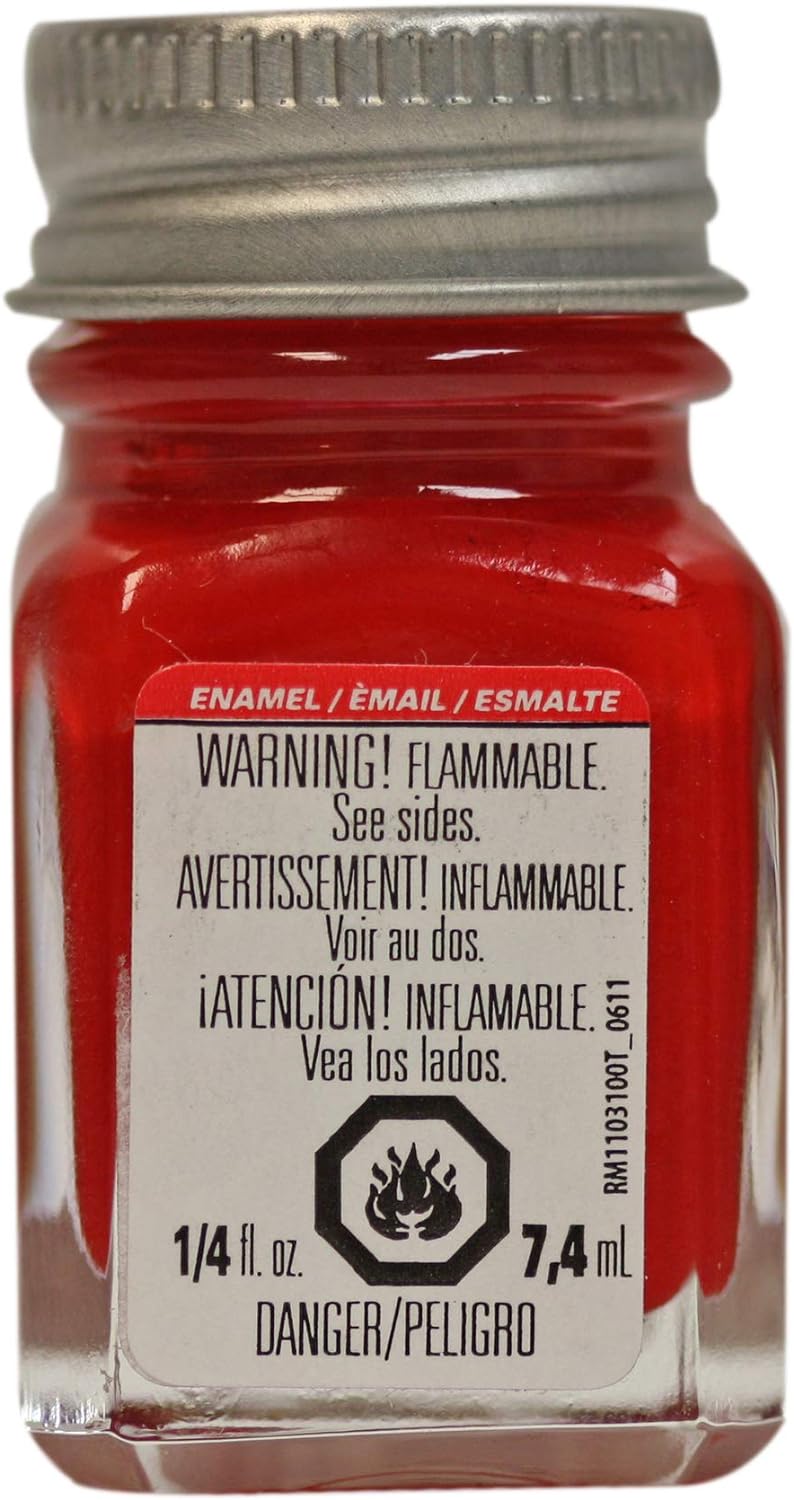 Pintura de esmalte Testors, rojo brillante, botella de 1/4 oz