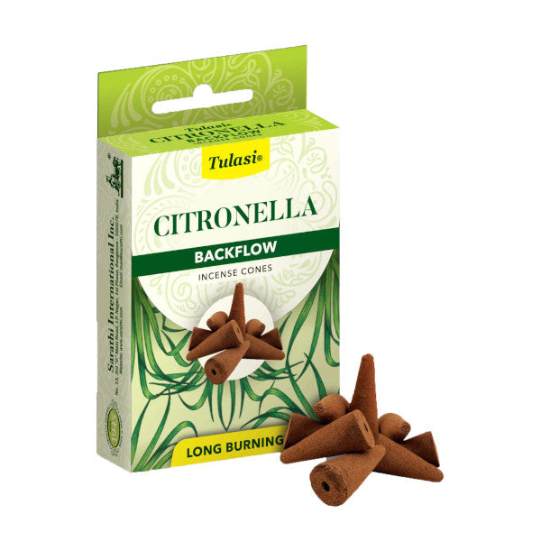 Tulasi Backflow Incense Cones, Citronella - 10 Count Pack