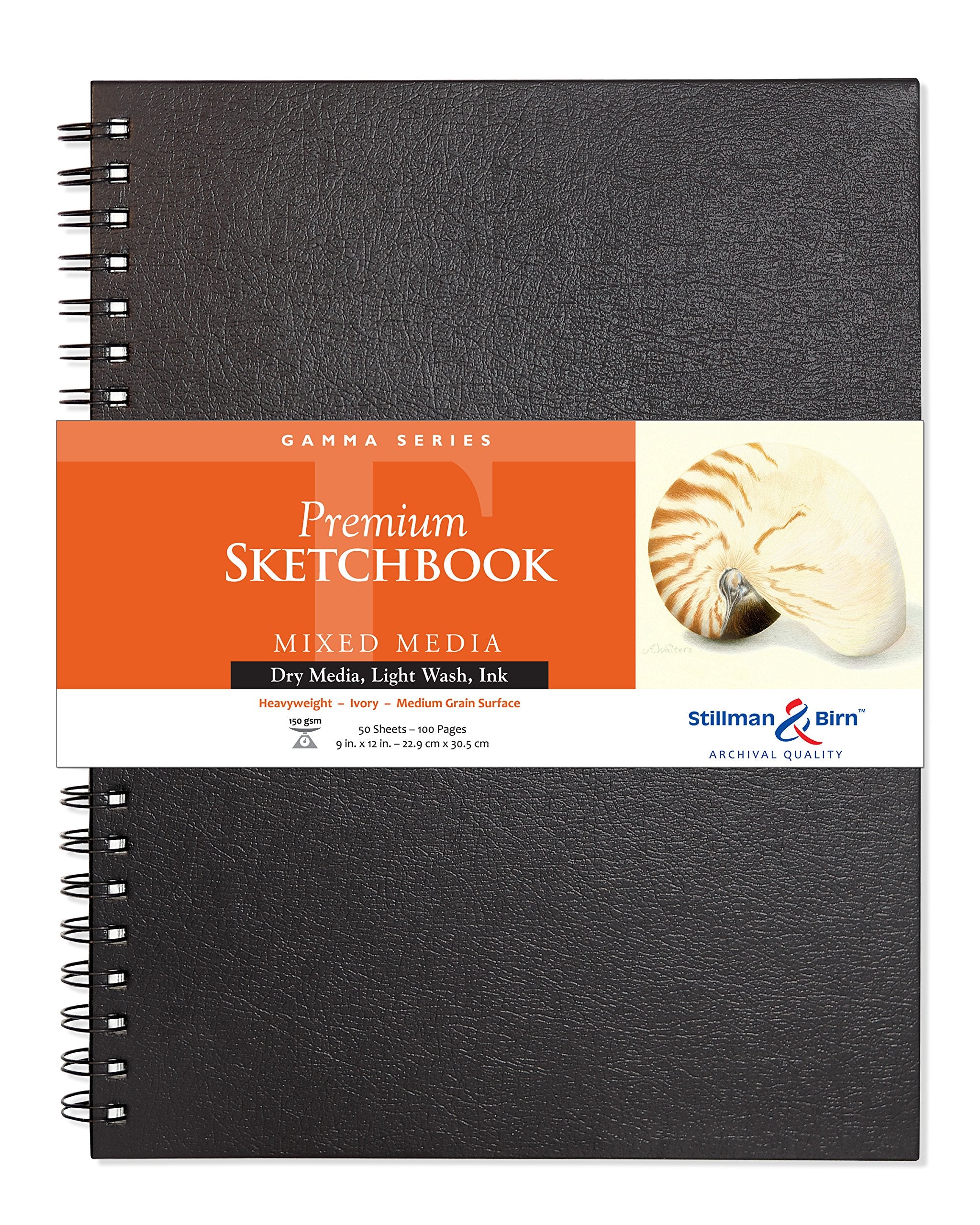 Serie Gamma de Stillman & Birn: cuaderno de bocetos encuadernado con alambre, vertical, 9 x 12, papel marfil de 150 g/m²