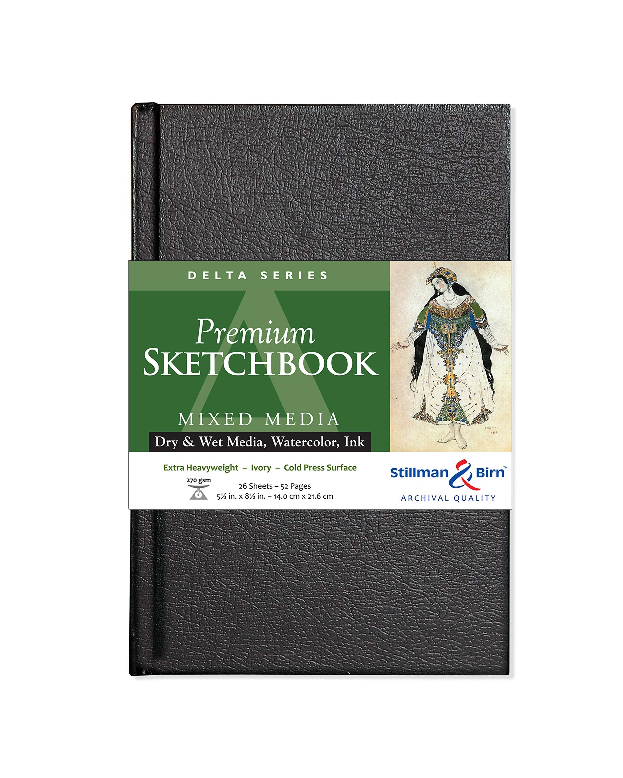 Stillman & Birn Delta Series - Cuaderno de bocetos de tapa dura - Retrato 5 x 8 - Papel marfil de 270 g/m²