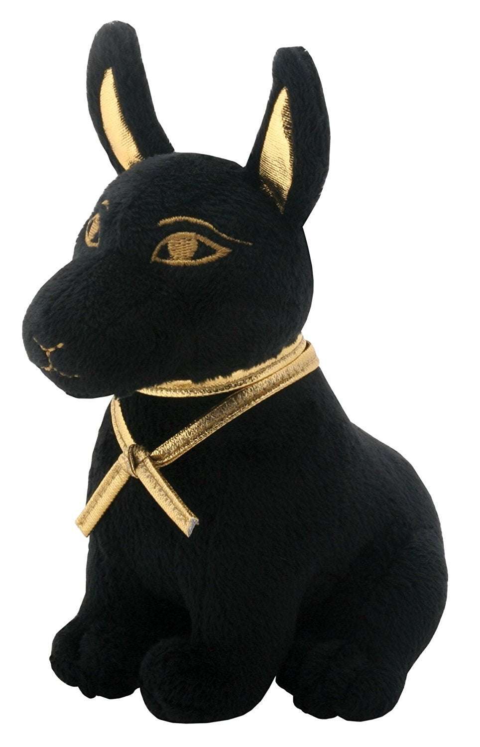Muñeco de peluche pequeño de cachorro de perro Anubis del Antiguo Egipto en color negro y dorado de la COLECCIÓN SUMMIT