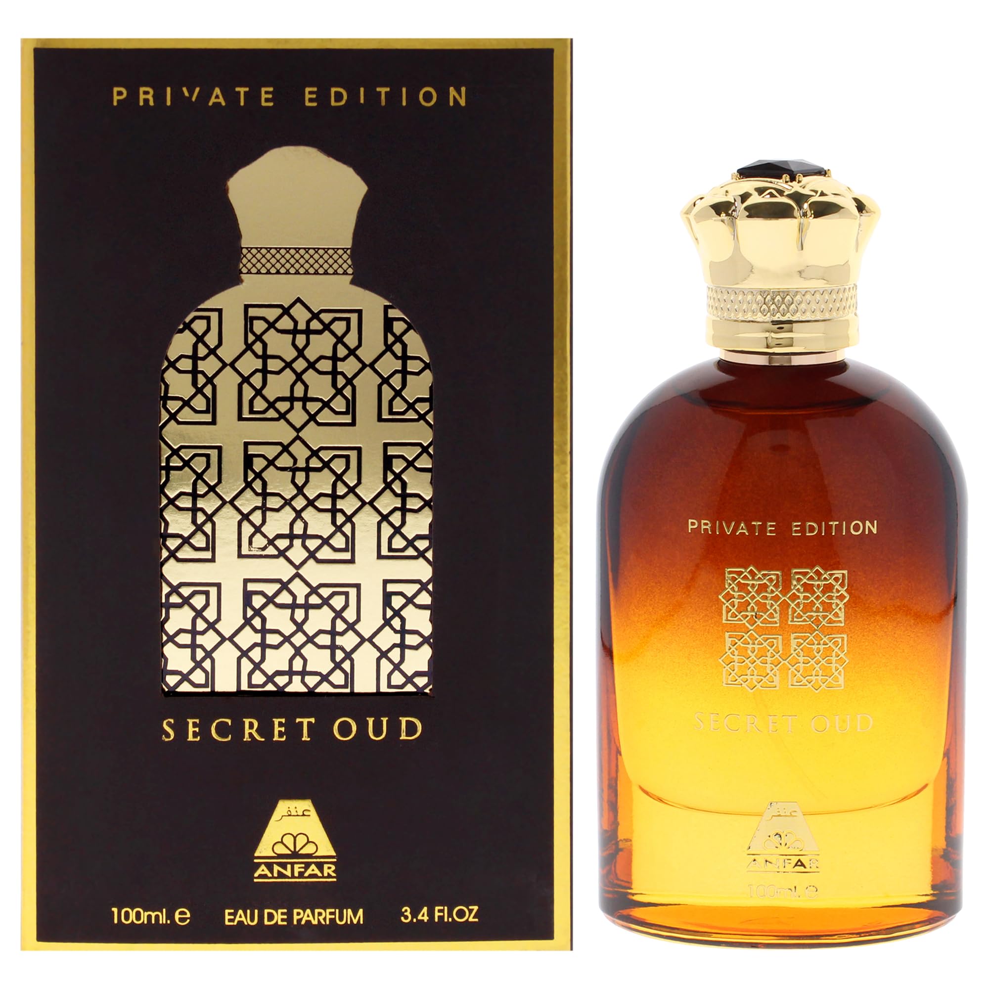 Anfar Secret Oud Eau de Parfum Men Woody Amber Oud Scent 3.4 oz Spray