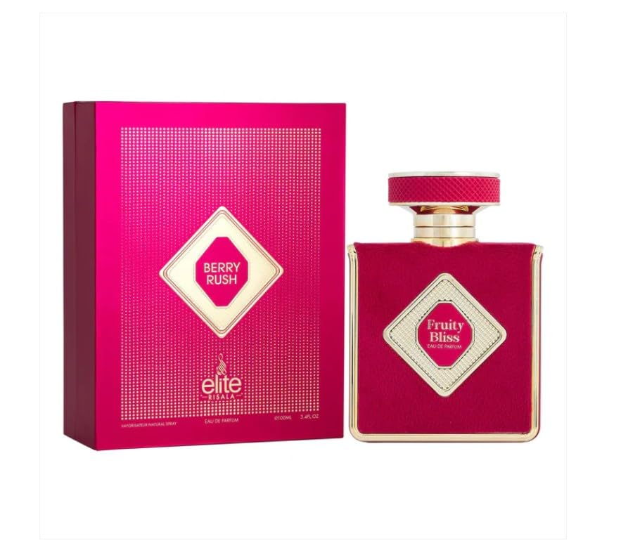 Risala Elite Fruity Bliss Eau de Parfum for Women, Floral Fruity Gourmand Fragrance with Berries Vanilla Creamy Musk, 3.4 oz Spray