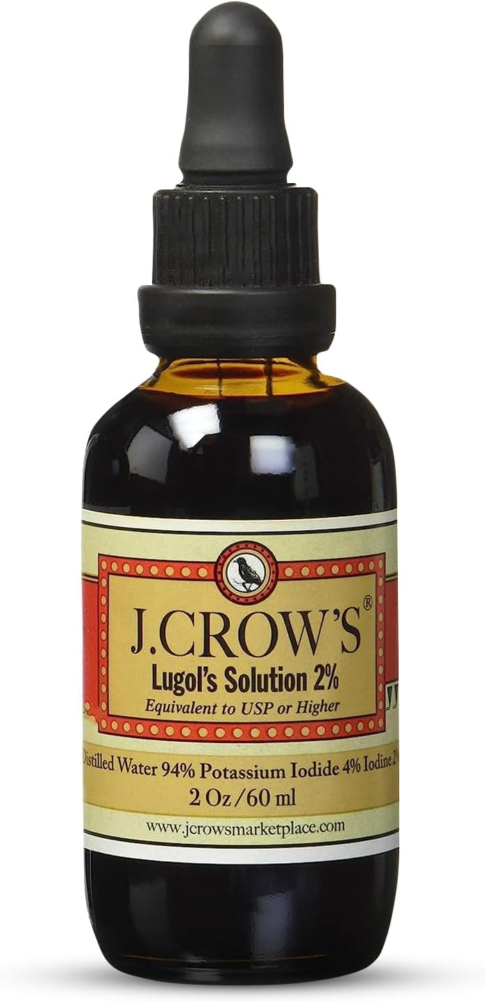 J.CROW'S Lugol's Solution of Iodine 2% 2 oz (1 Bottle)
