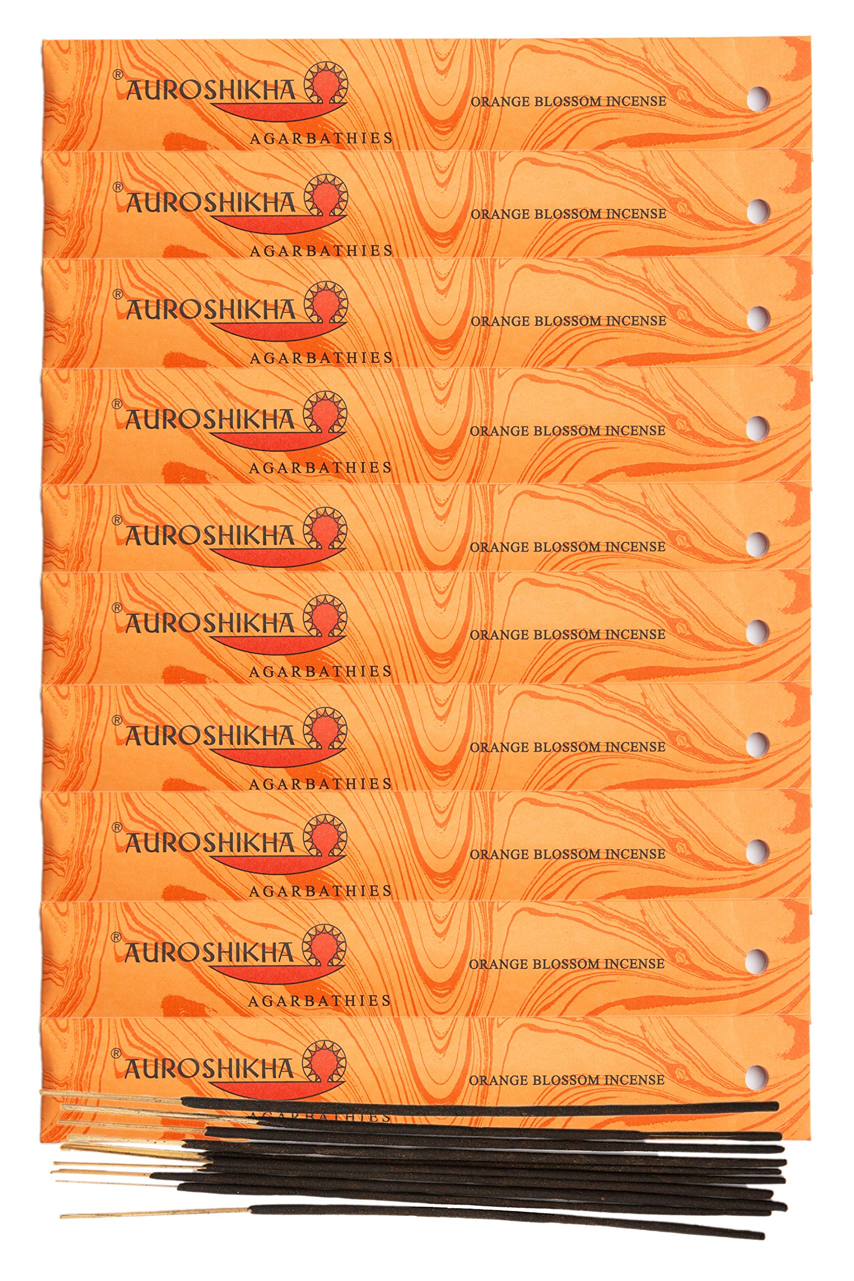 (Paquete de 10) Incienso Auroshikha de flor de naranja, 10 varillas