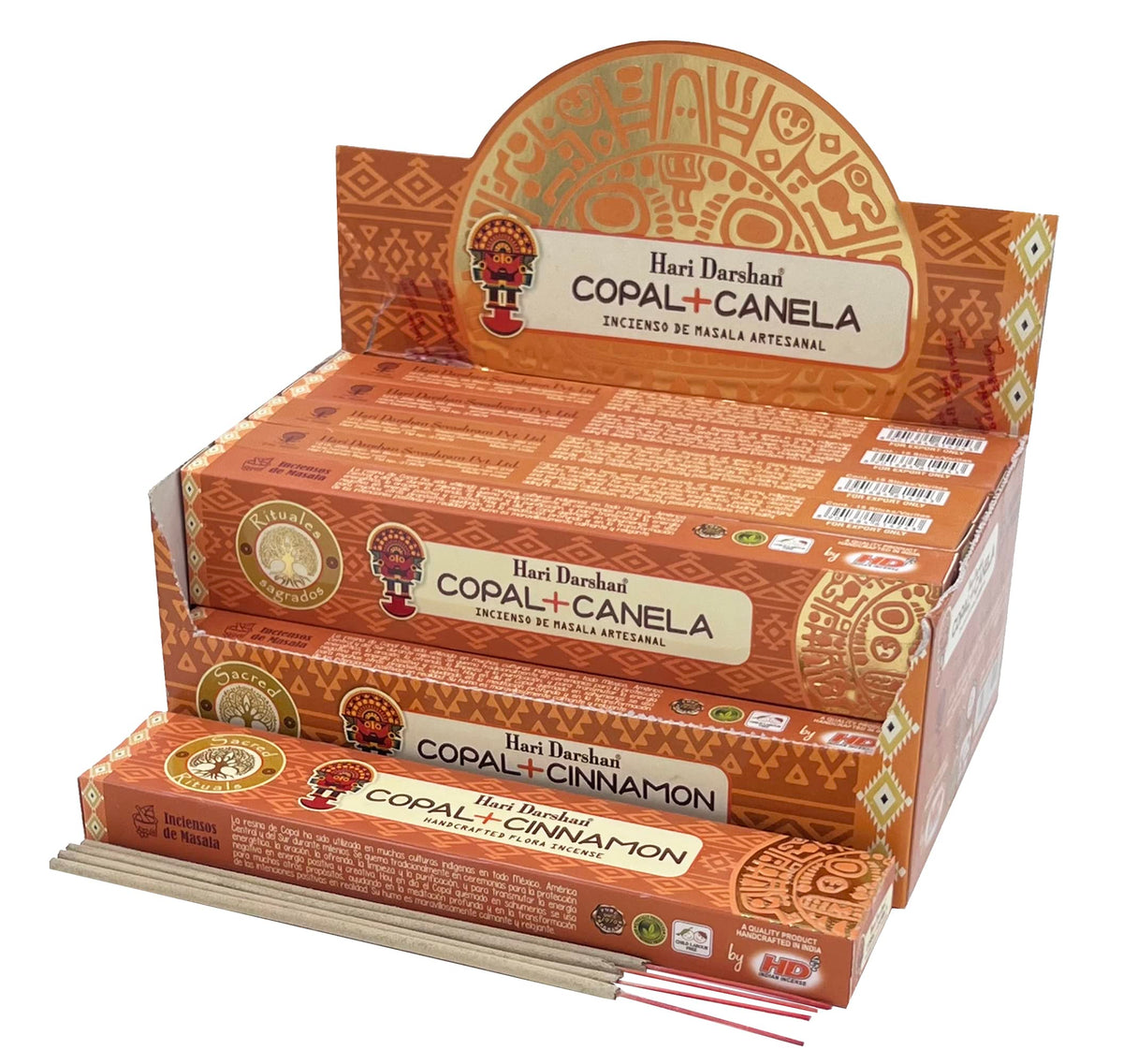 Hari Darshan Copal & Cinnamon Incense Sticks, 15 Sticks per Box, 12-Pack, 180 Total