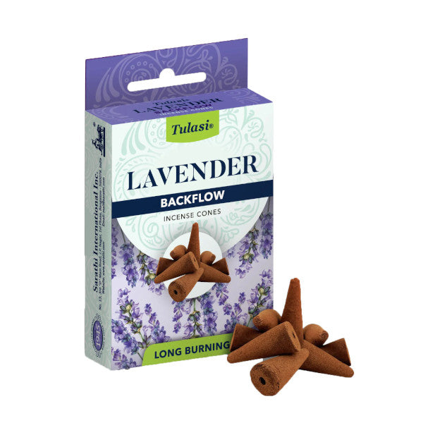 Tulasi Backflow Incense Cones, Lavender - 10 Count Pack