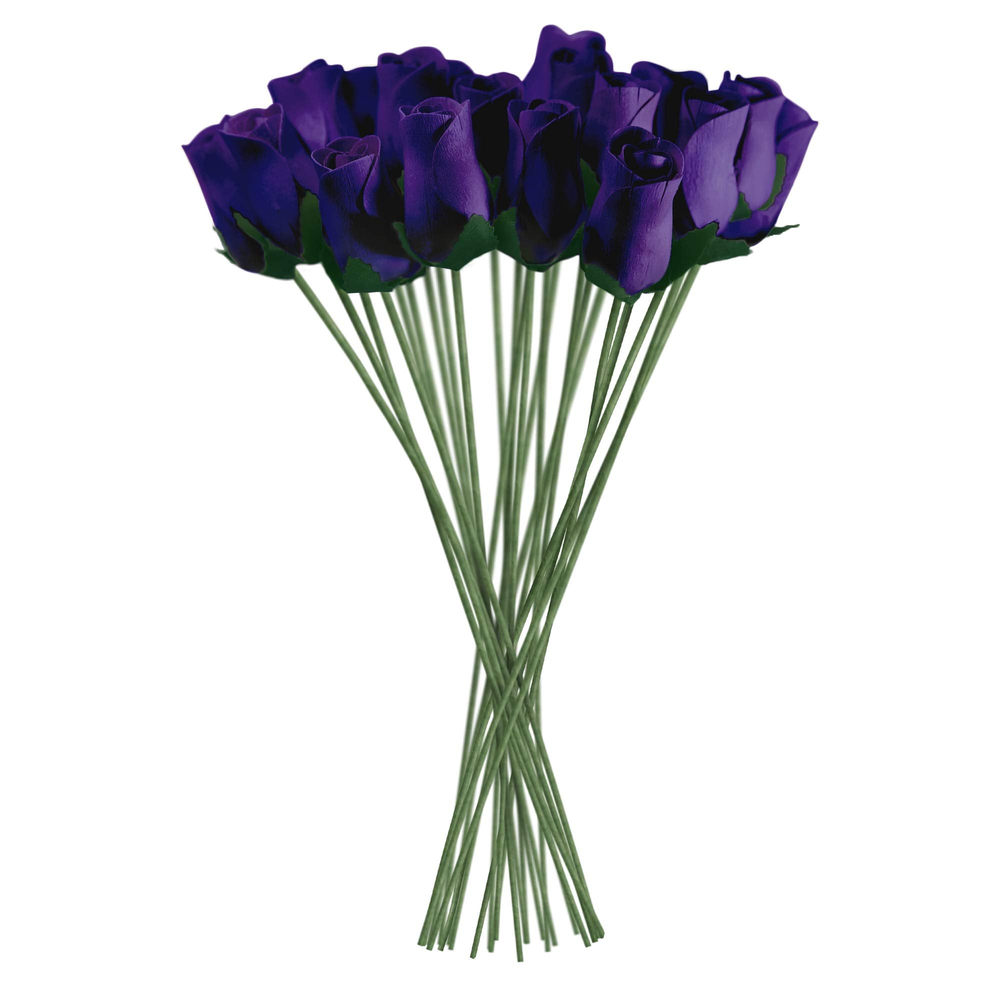 Rosas de madera realistas de color morado, 32 unidades
