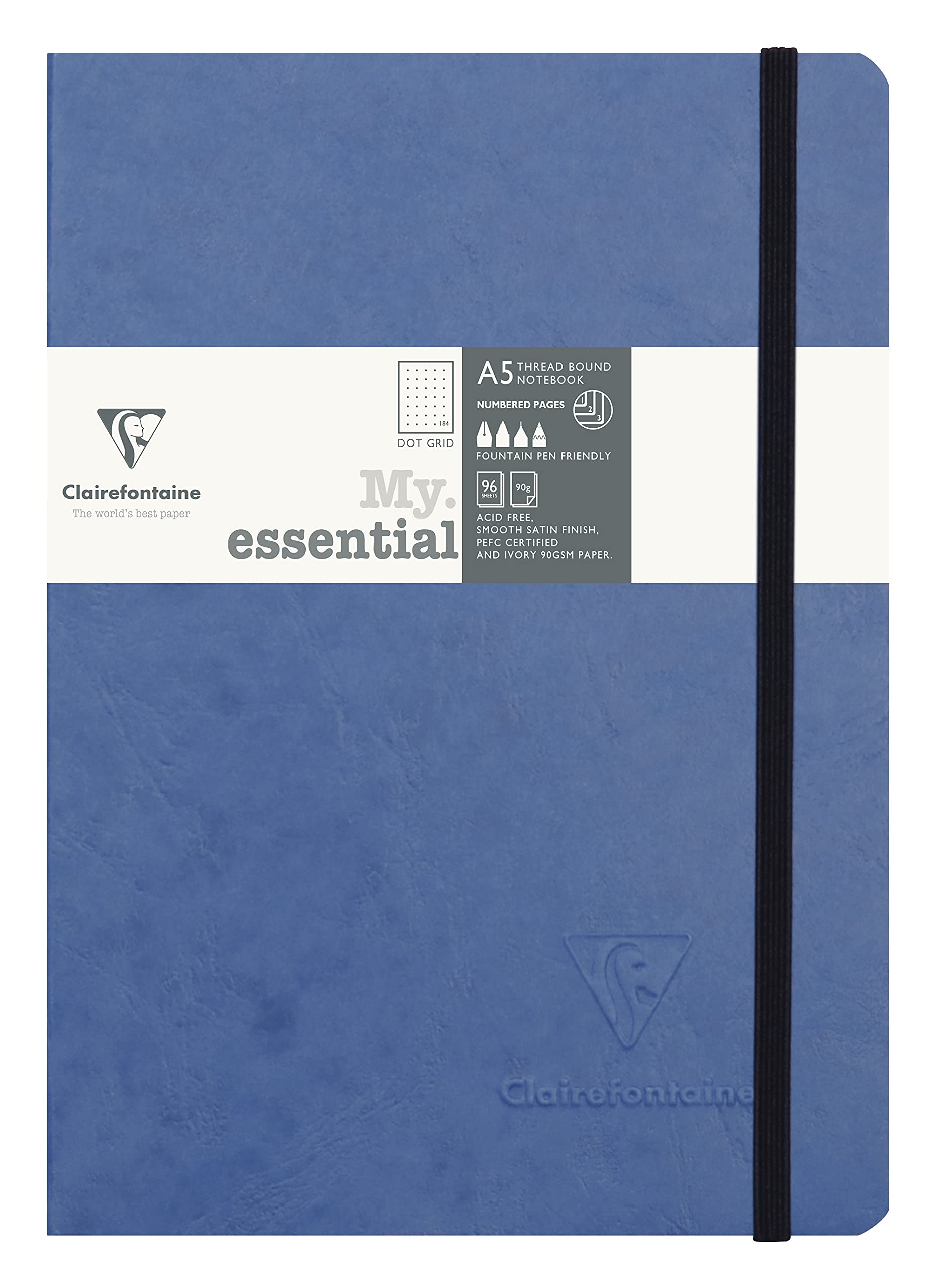 Cahier paginé relié Clairefontaine « My Essential » - 96 feuilles à pois - 6 x 8 1/4 - Bleu
