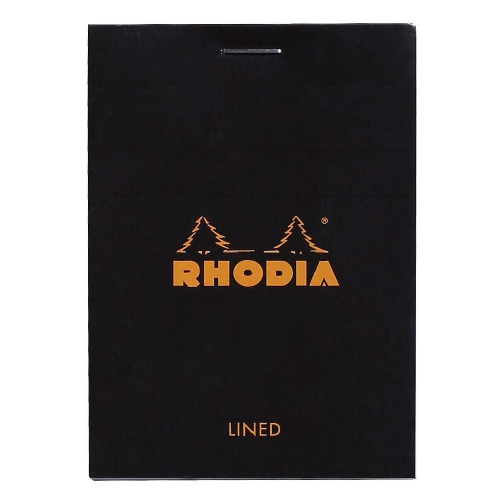 Bloc-notes agrafé Rhodia - Ligné 80 feuilles - 3 x 4 - Couverture noire