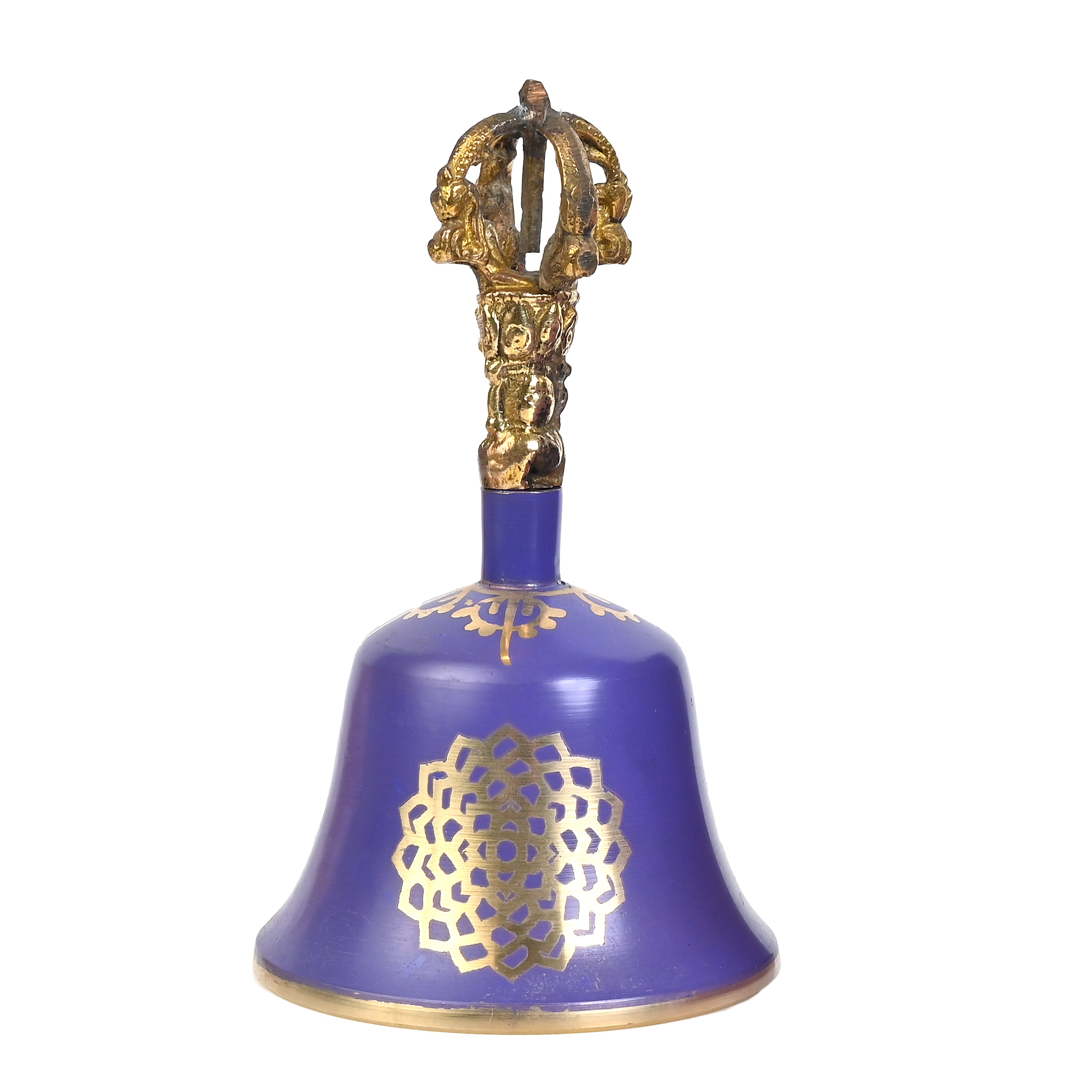Campana tibetana para el chakra de la corona violeta (nota B) - 5,5 pulgadas de alto x 3 pulgadas de profundidad - Meditación de chakras en armonía