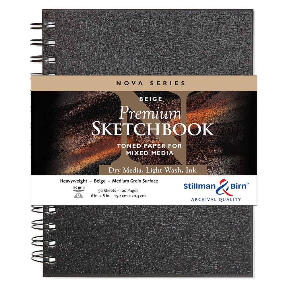Serie Nova de Stillman & Birn: cuaderno de bocetos encuadernado con alambre, vertical, 6 x 8, papel beige de 150 g/m²