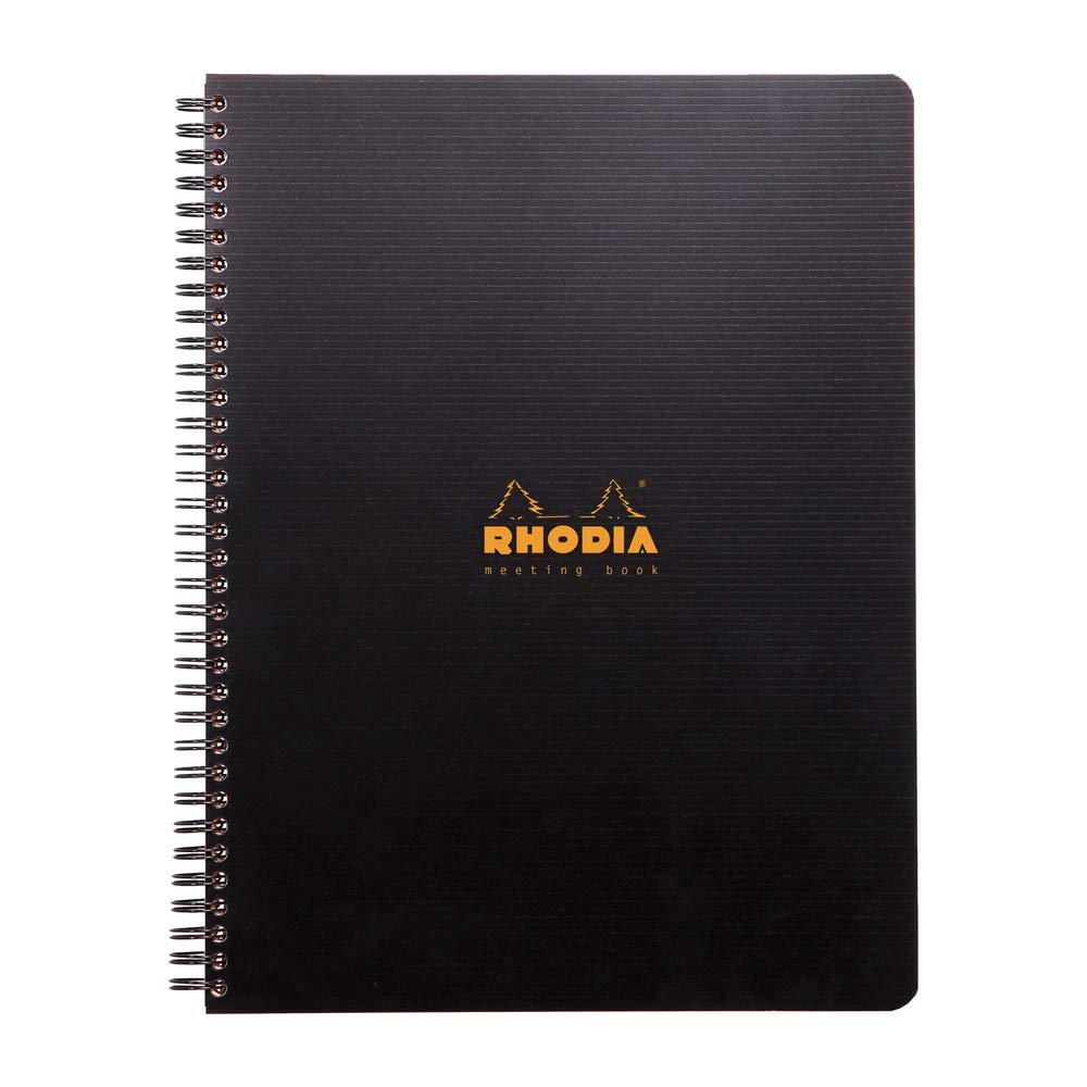 Libro de reuniones Rhodia Rhodiactive, papel de 90 g, rayado, 80 hojas, 9 x 11 3/4, tapa negra