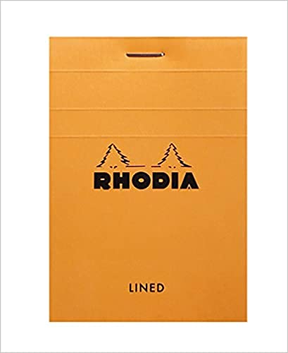 Bloc de notas Rhodia con grapas, rayado, 80 hojas, 3 x 4, tapa naranja