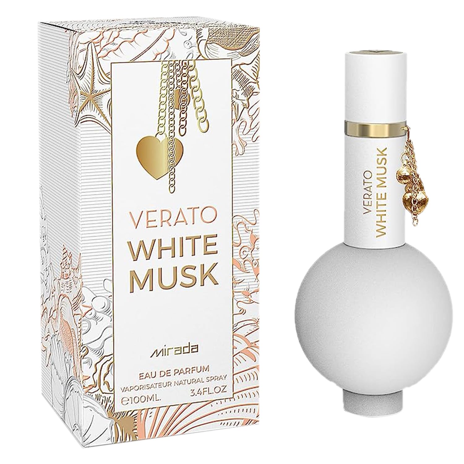 MIRADA Verato White Musk Eau de Parfum Spray for Women, 3.4 Fl Oz (100 mL)