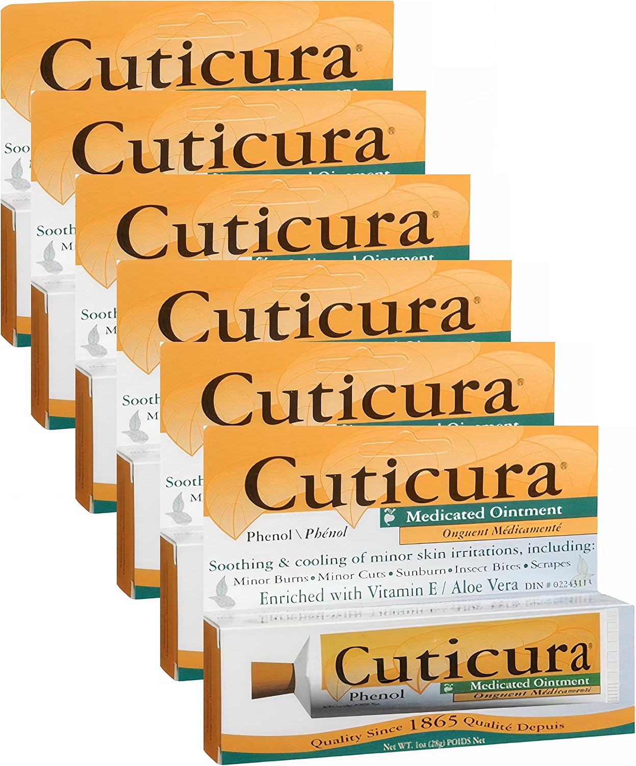 Cuticura Medicated Ointment - Cream to Cure Minor Burns, Cuts, Sunburn, Insect Bites - 1 Oz (6-Pack)