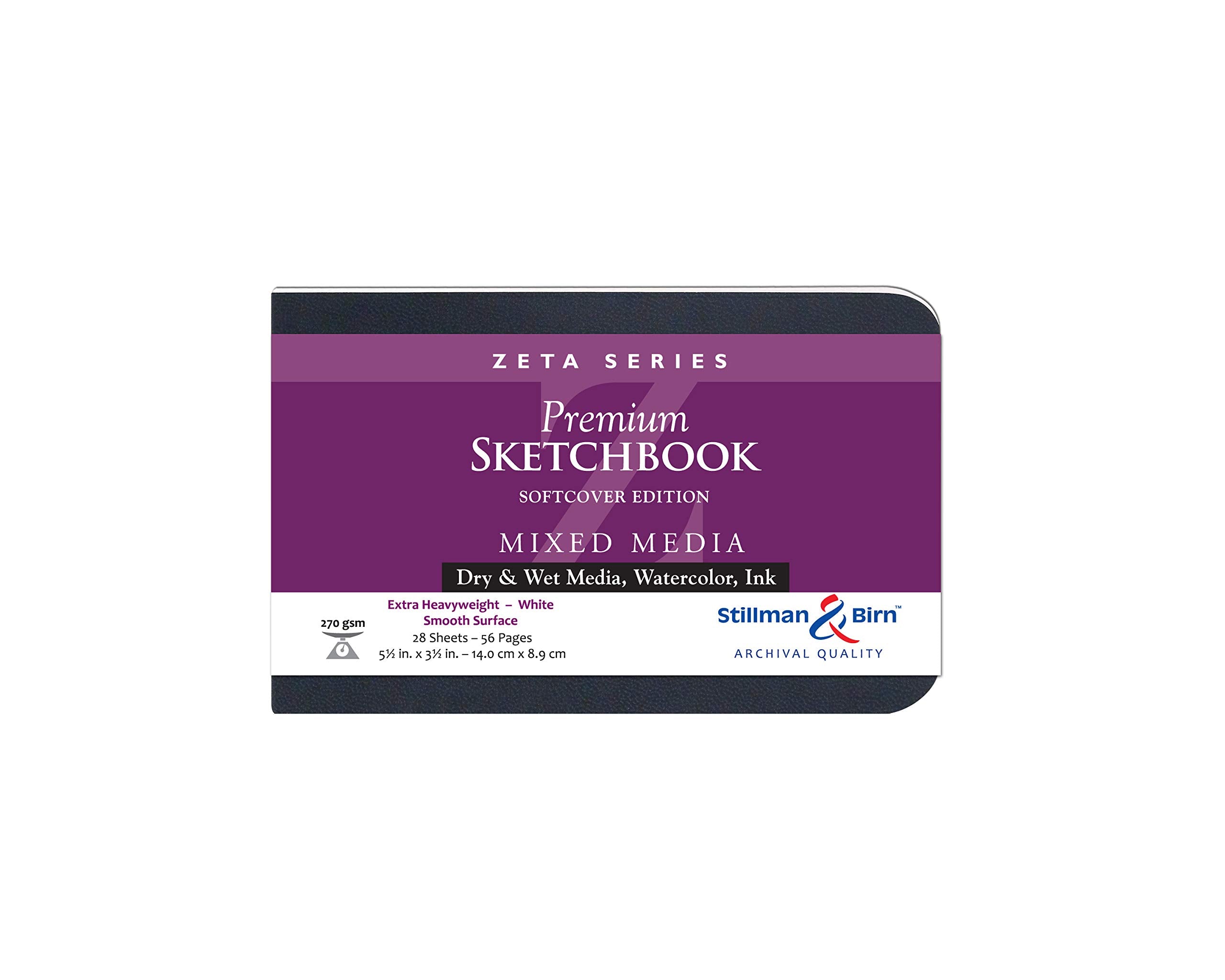 Stillman & Birn Zeta Series - Carnet de croquis à couverture souple - Paysage 5 x 3 - Papier blanc 270 g/m²