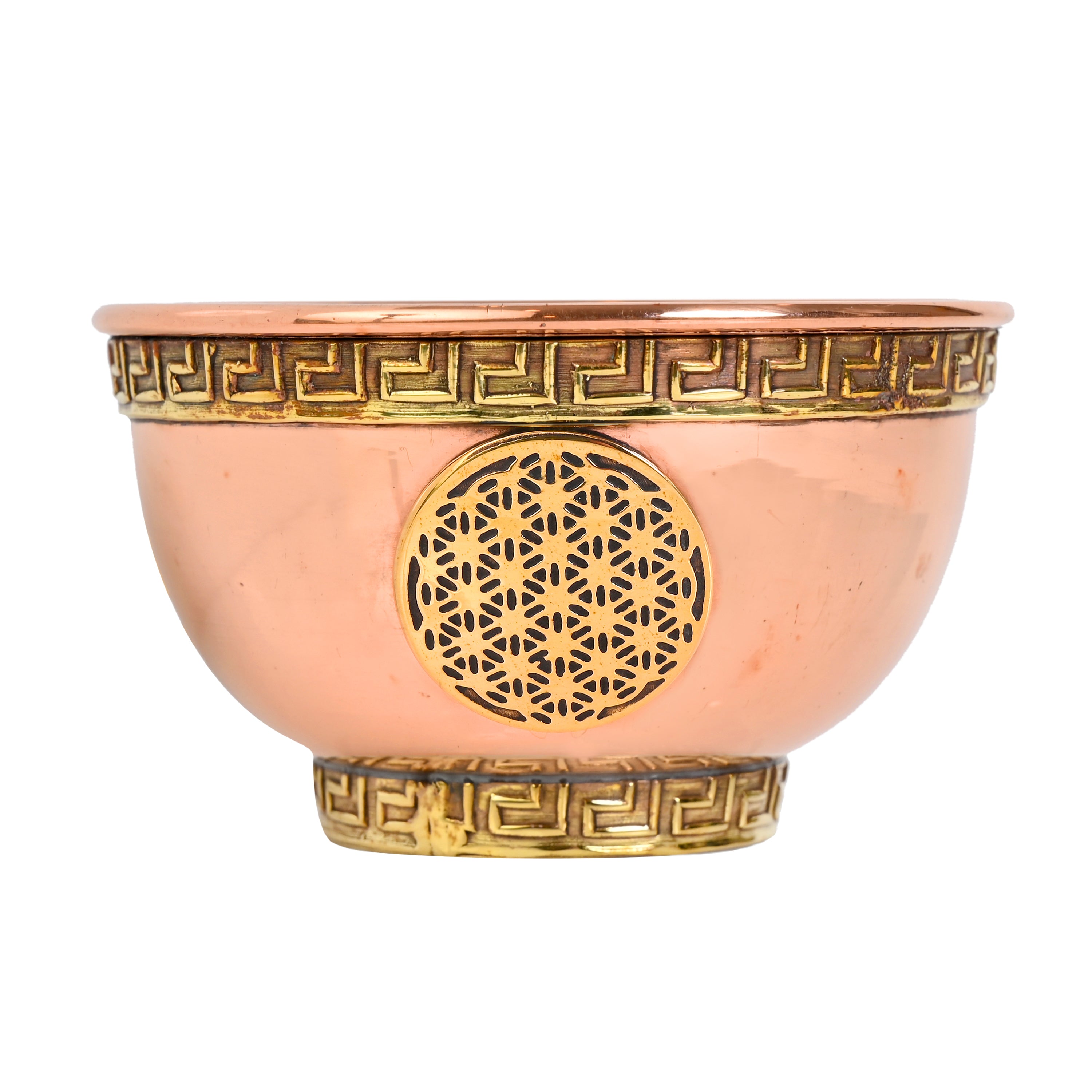 Cuenco de cobre para ofrendas con forma de flor de la vida para uso en el altar, rituales, incienso, limpieza y decoración, 3 pulgadas