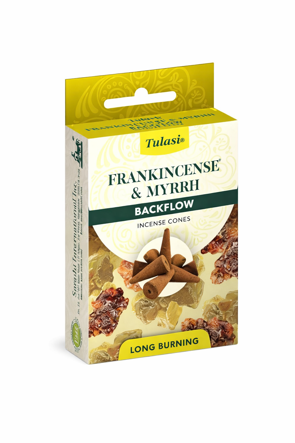 Tulasi Backflow Incense Cones, Frankincense & Myrrh - 10 Count Pack