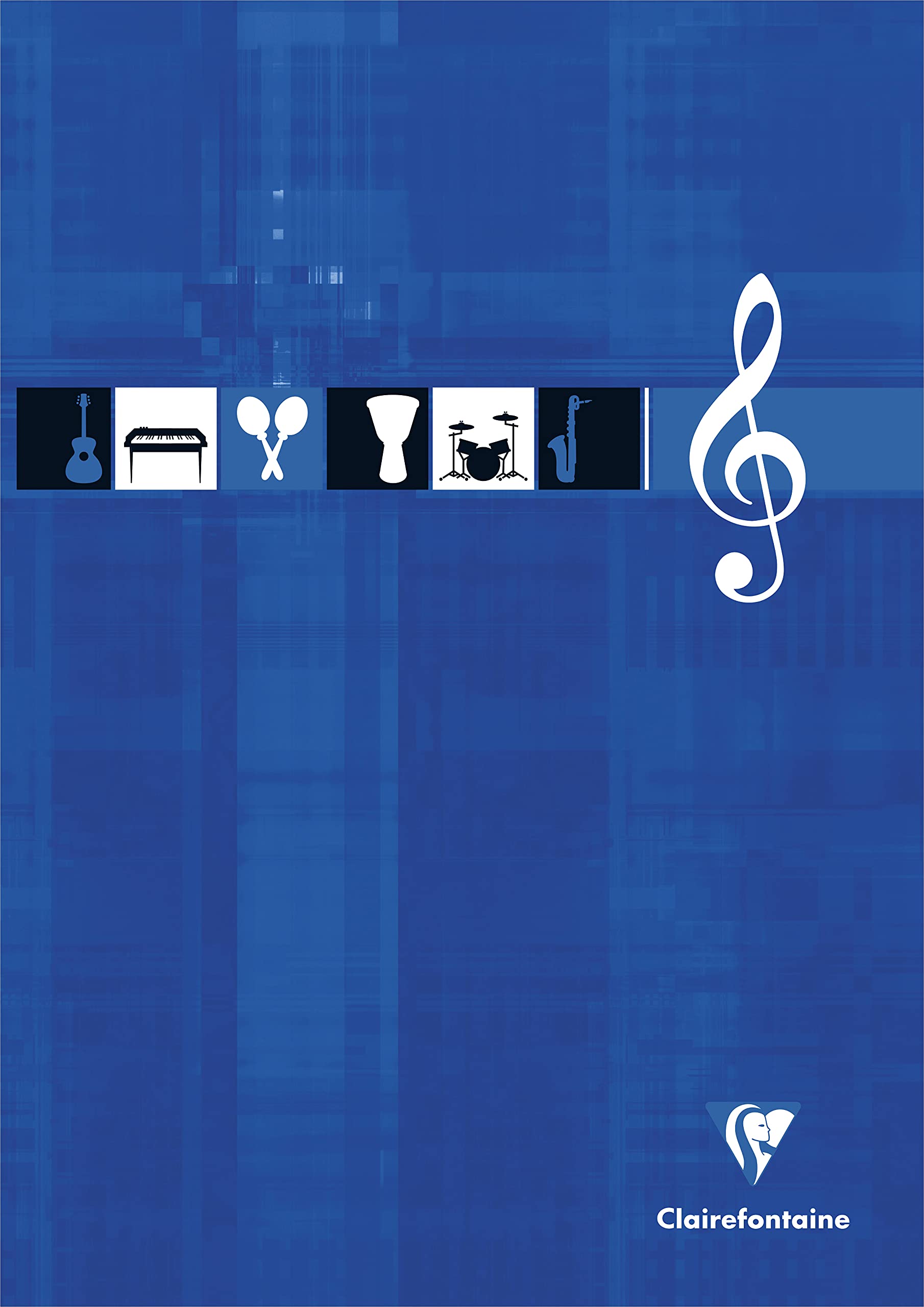 Bloc de notas de música Clairefontaine - 12 pentagramas por página - 8 1/4 x 11 3/4 - Colores surtidos