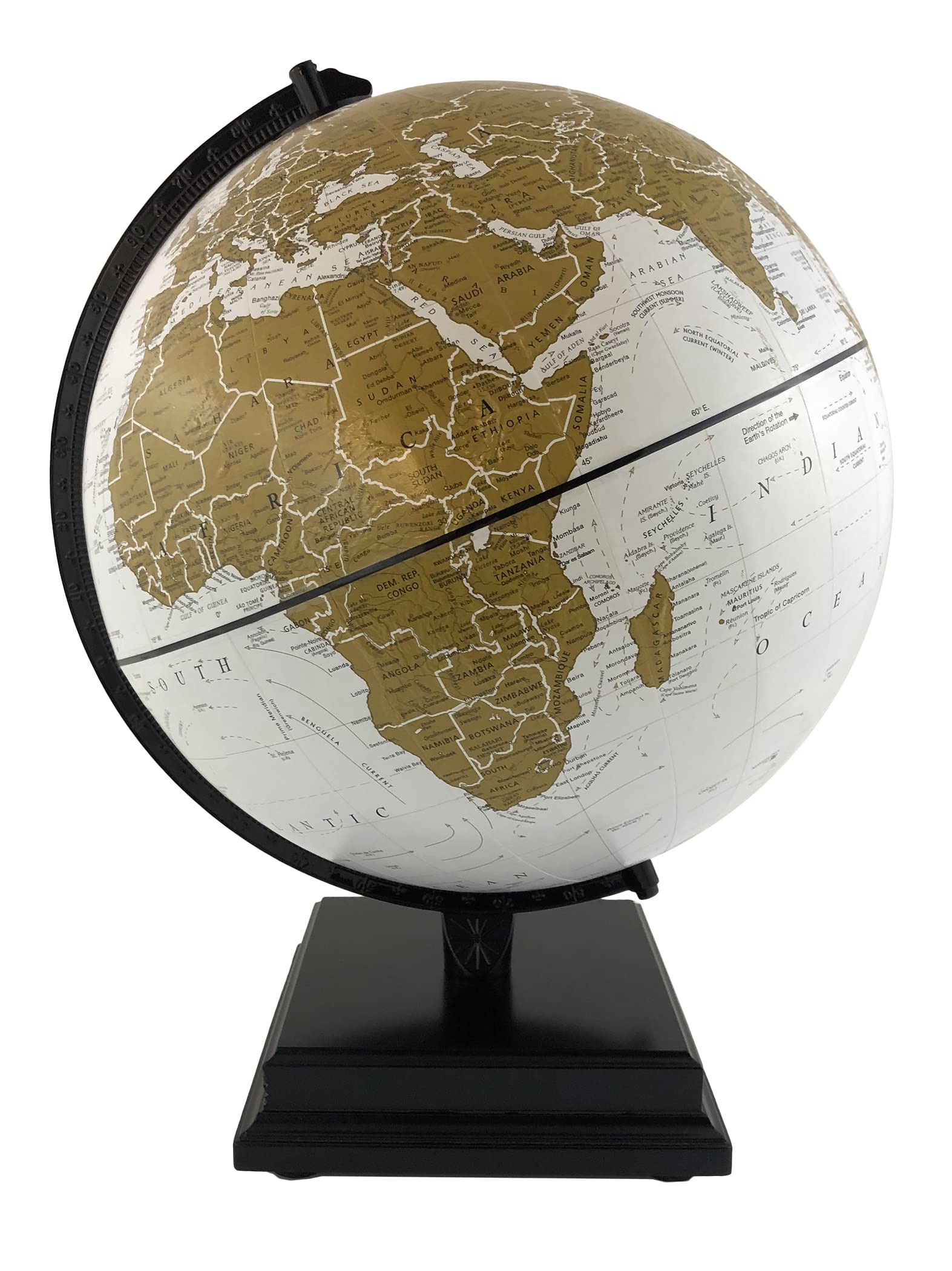 Replogle Milan 12-Inch Diameter Globe, Solid Hard Wood Base and Special Gold and White Designer Globe