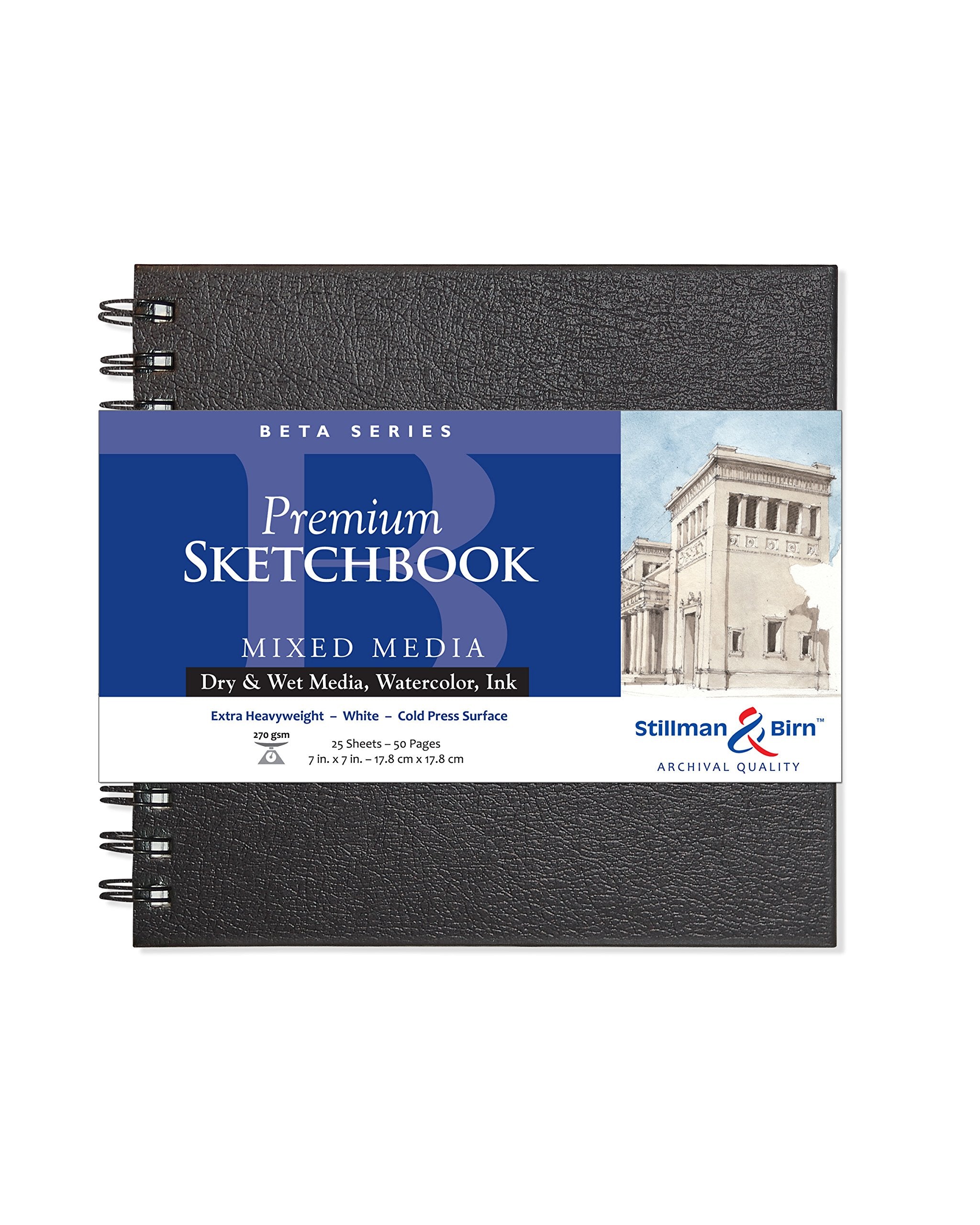 Cuaderno de bocetos de espiral de la serie Beta de Stillman & Birn, cuadrado, 7 x 7, papel blanco de 270 g/m²