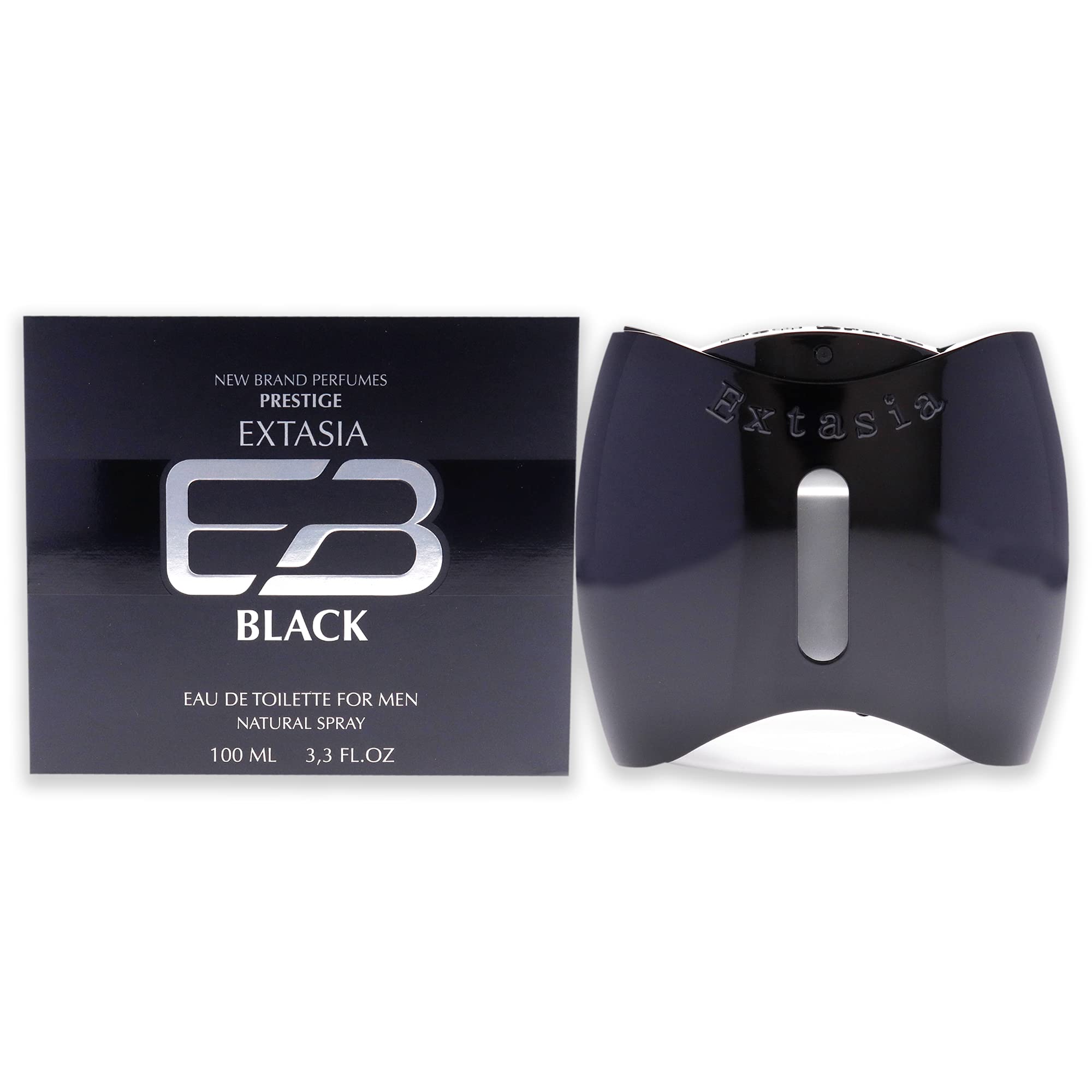 New Brand Prestige Extasia Black EDT Men Woody Aromatic Scent 3.4 oz Spray